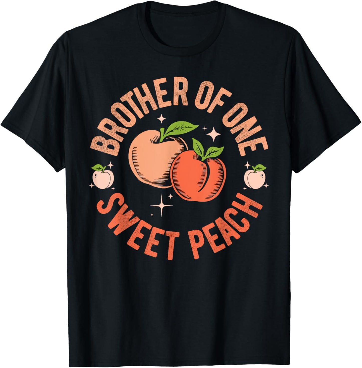 Brother First Birthday One Sweet Peach Bday Family Matching T-Shirt - T-Shirt | Black