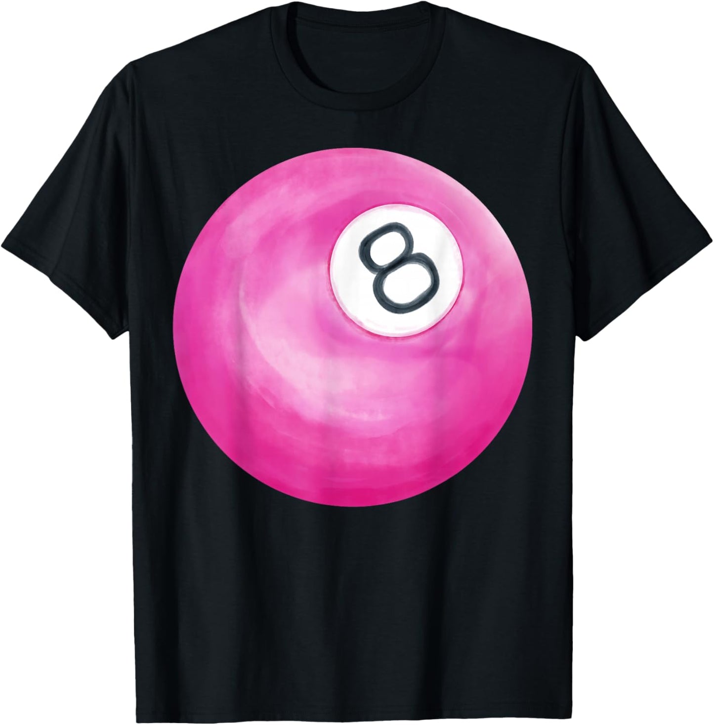 Hand Painted Hot Pink 8 Ball, Billiard and Pool Ball T-Shirt - T-Shirt | Black