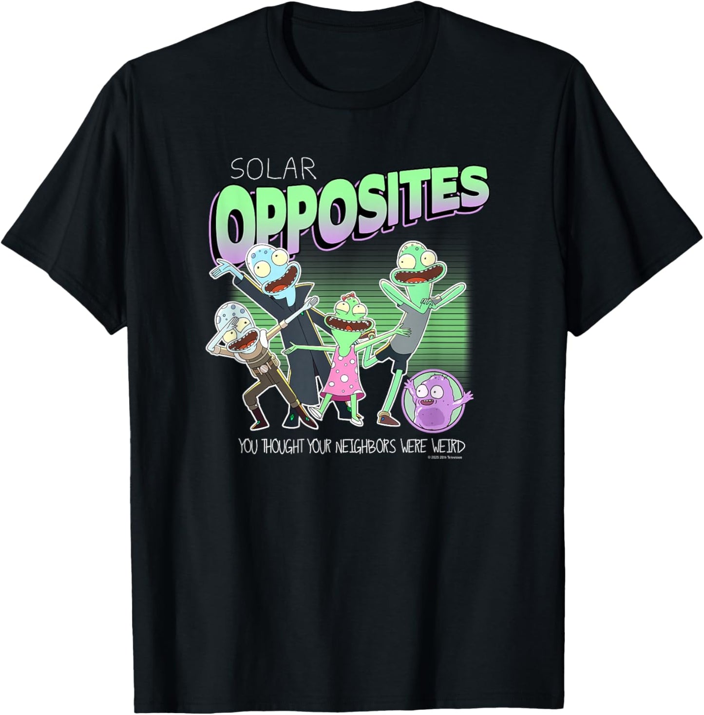 Solar Opposites Character Group Weird Neighbors Cartoon T-Shirt - T-Shirt | Black