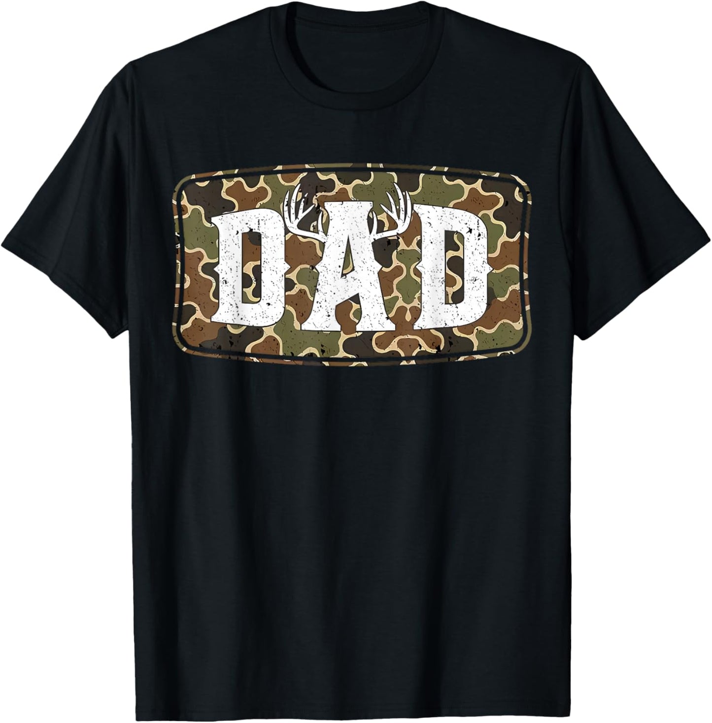 Retro Old Camo Dad Hunting Season Father's Day 4th of July T-Shirt - T-Shirt | Black