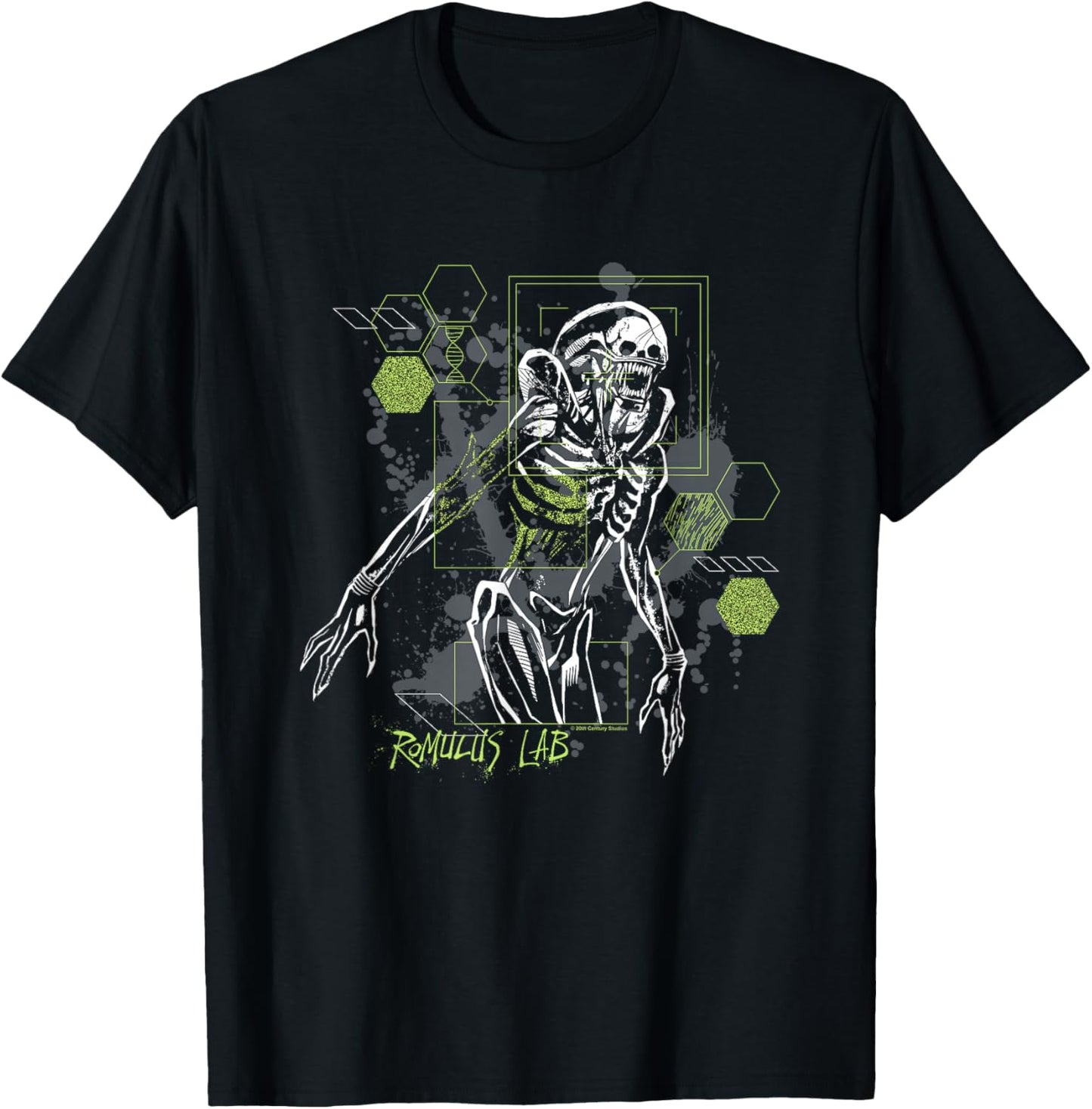 Alien: Romulus Distressed Neon Romulus Lab Schematic T-Shirt - T-Shirt | Black