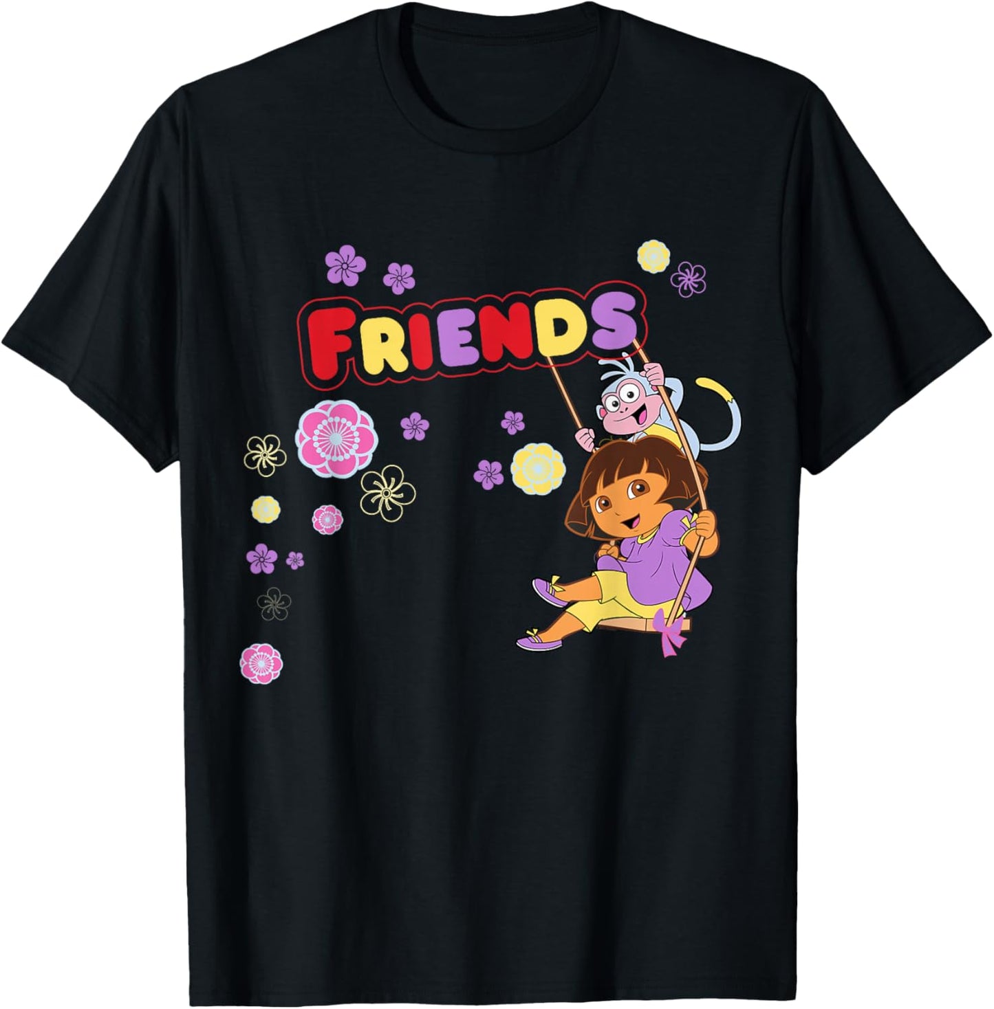 Dora the Explorer Boots the Monkey Friends Swing T-Shirt - T-Shirt | Black