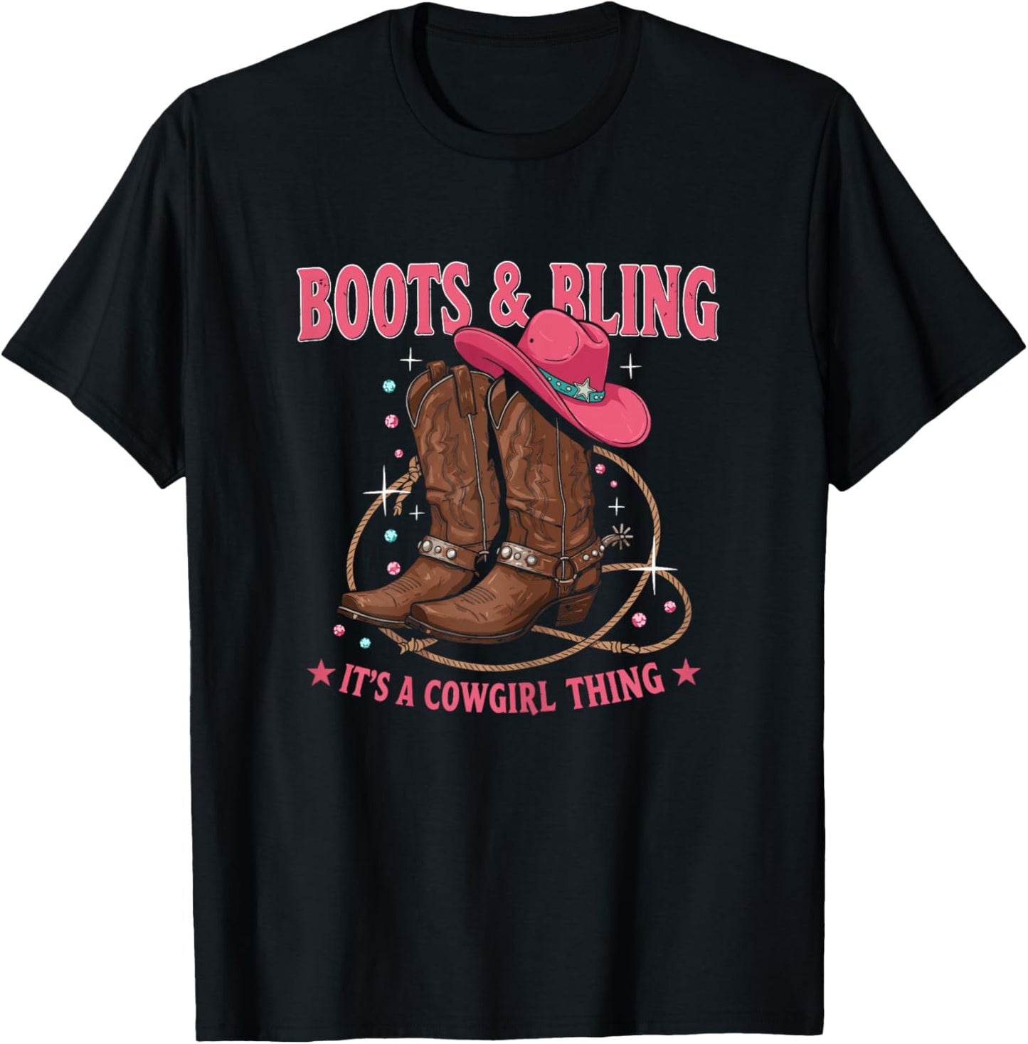 Howdy Western CountryRodeo Boots & Bling its a Cowgirl Thing T-Shirt - T-Shirt | Black