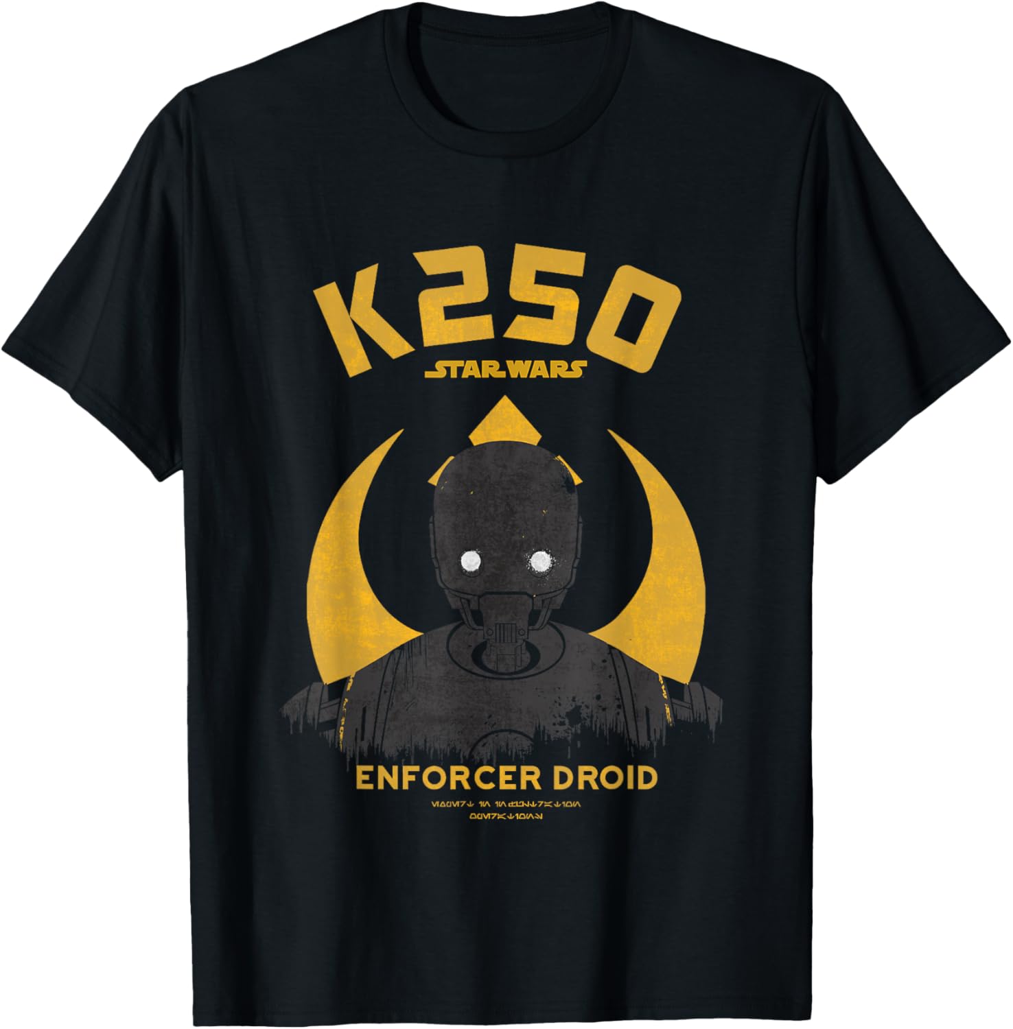 Star Wars Rogue One K250 Enforcer Droid Distressed T-Shirt - T-Shirt | Black
