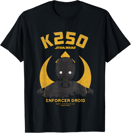 Star Wars Rogue One K250 Enforcer Droid Distressed T-Shirt - T-Shirt | Black