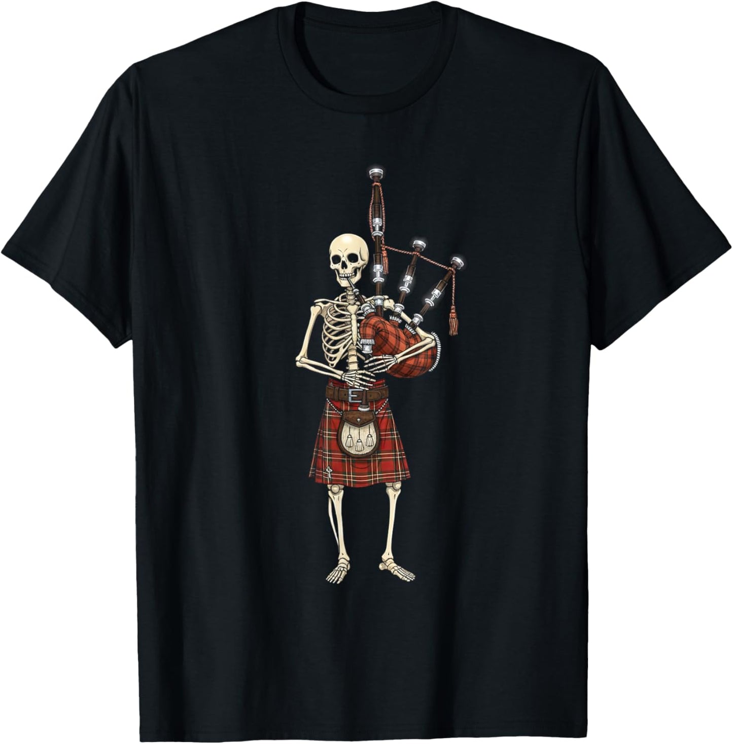 Bagpiper Skeleton Halloween Men Boys Kids Bagpipe Bagpiping T-Shirt - T-Shirt | Black