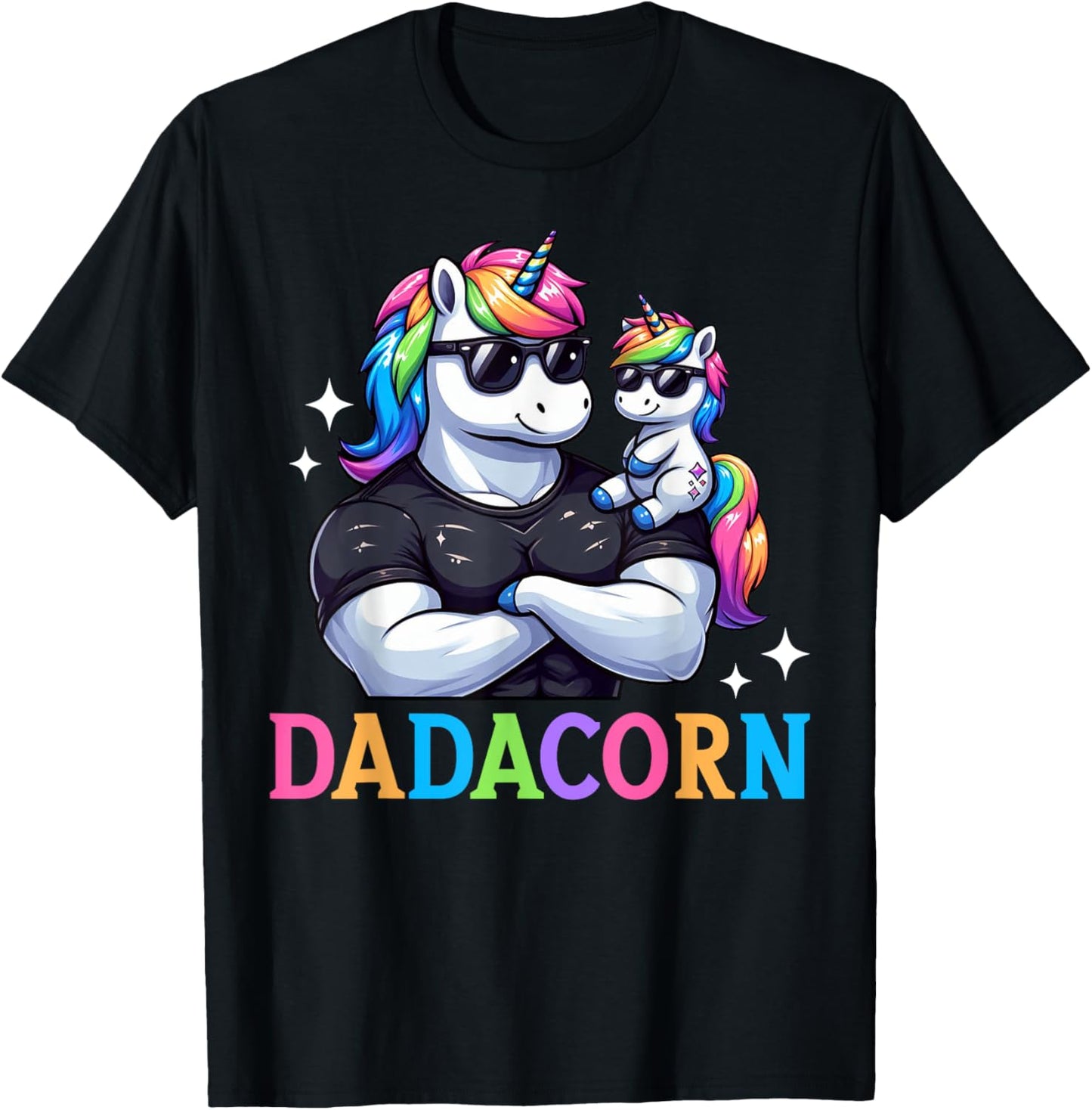Dadacorn Unicorn Dad Papa Father's Day Daughter T-Shirt - T-Shirt | Black