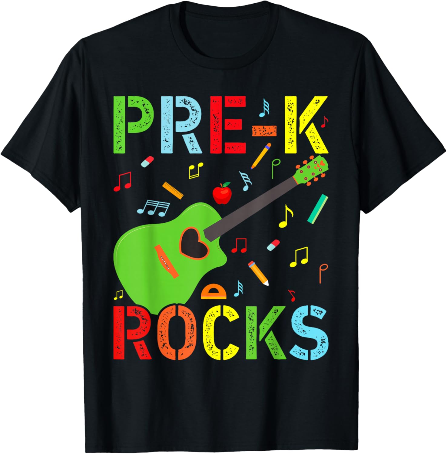 Hello Pre-K Rocks Teacher Team Vibes Rockstar T-Shirt - T-Shirt | Black