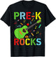 Hello Pre-K Rocks Teacher Team Vibes Rockstar T-Shirt - T-Shirt | Black