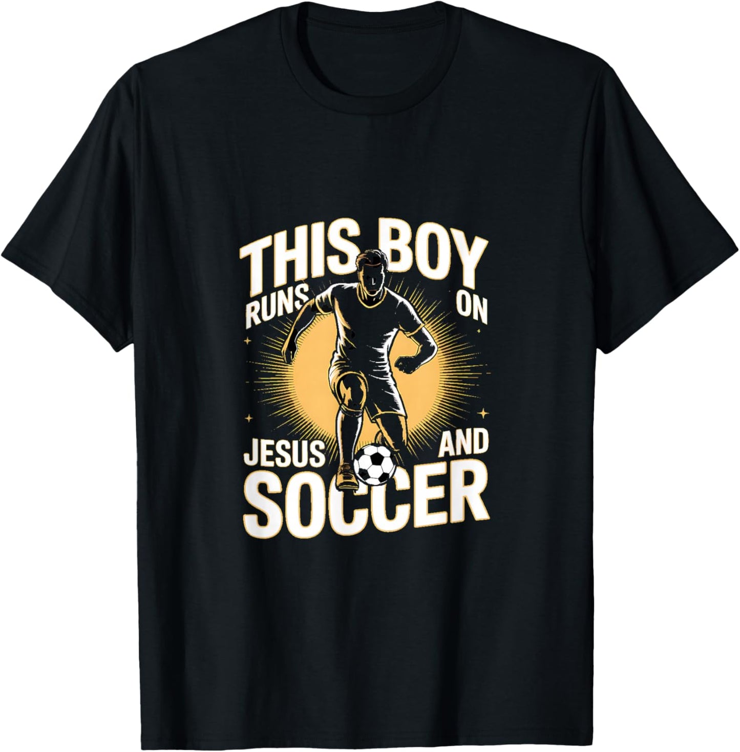 This Boy Runs On Jesus and Soccer Christian Soccer T-Shirt - T-Shirt | Black