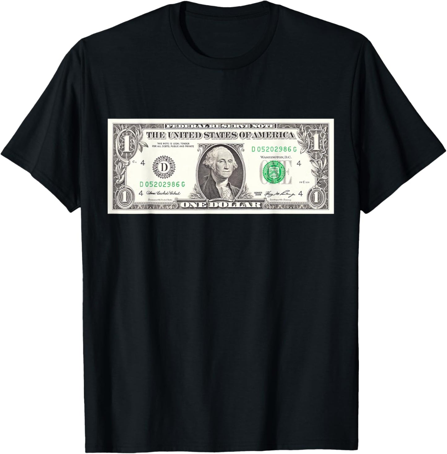 Official $1 Dollar Bill Vintage Money Design Cash Currency T-Shirt - T-Shirt | Black