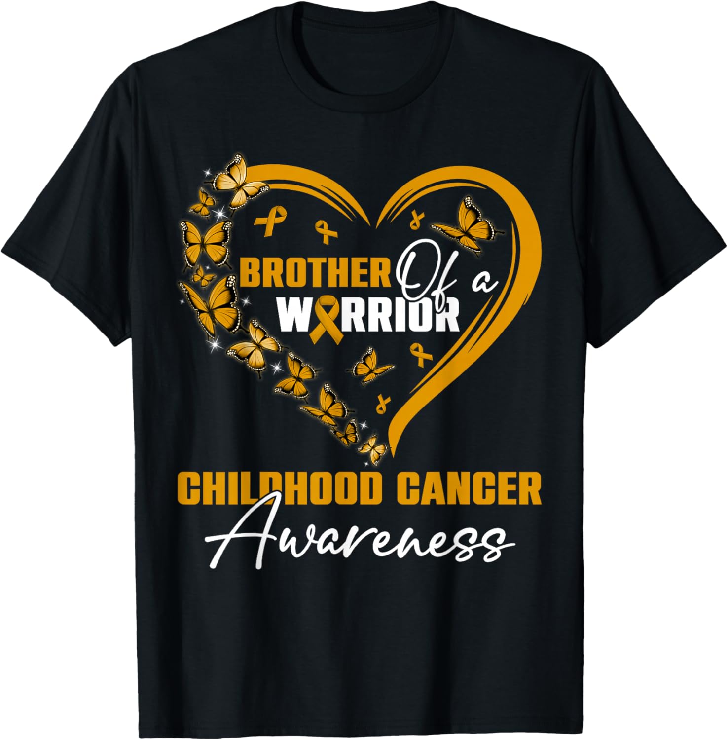 Brother Of A Warrior Childhood Cancer Awareness Day Gold Rib T-Shirt - T-Shirt | Black
