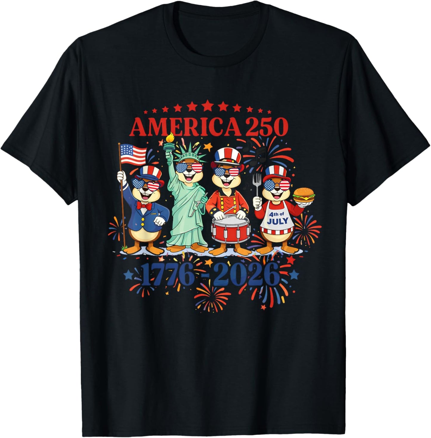 250th Anniversary USA Patriotic 250 Years American 4th July T-Shirt - T-Shirt | Black