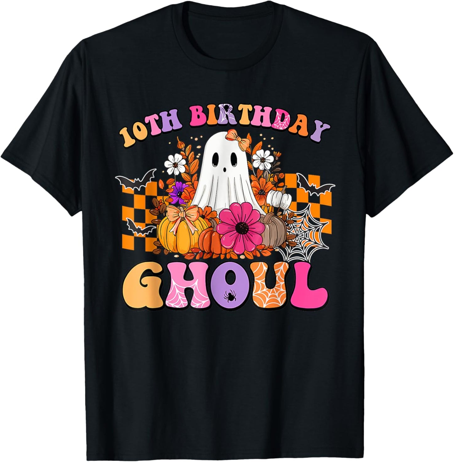 Halloween Ghoul 10 Year Old 10th Birthday Spooky Ghost T-Shirt - T-Shirt | Black
