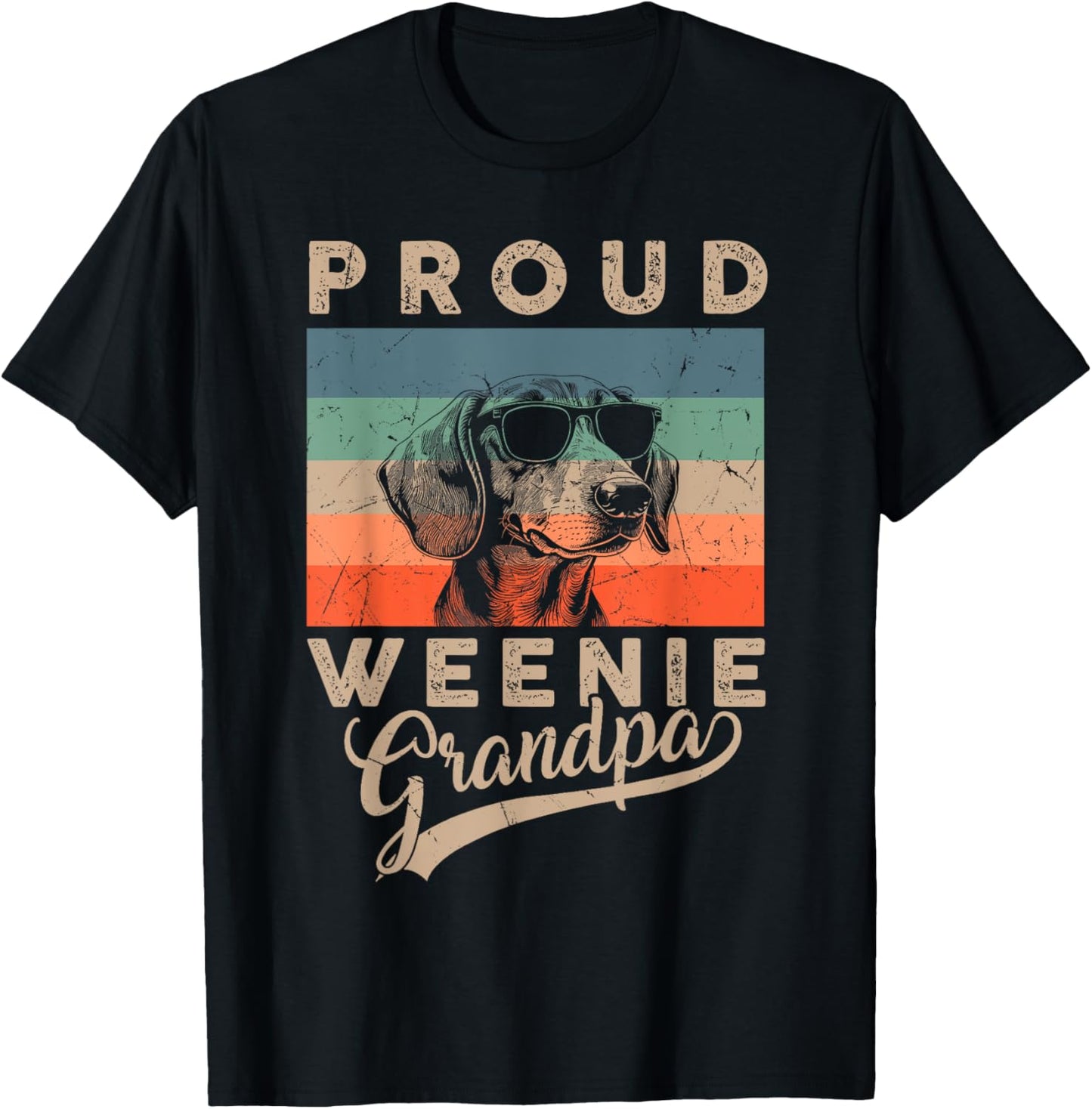 Vintage Proud Weenie Dog Grandpa Dachshund Dog Father's Day Women Kids T-Shirt - T-Shirt | Black