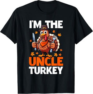 I'm Uncle Turkey Thanksgiving Fall Costume Family Group T-Shirt - T-Shirt | Black