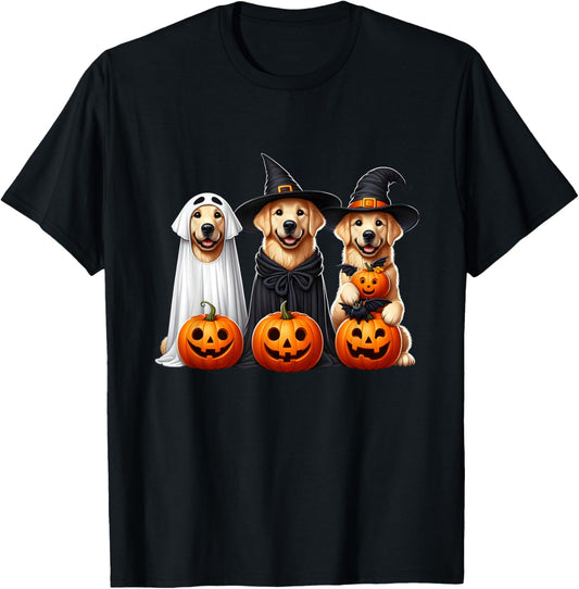 Golden Retriever Ghost Halloween Dog Lovers T-Shirt - T-Shirt | Black