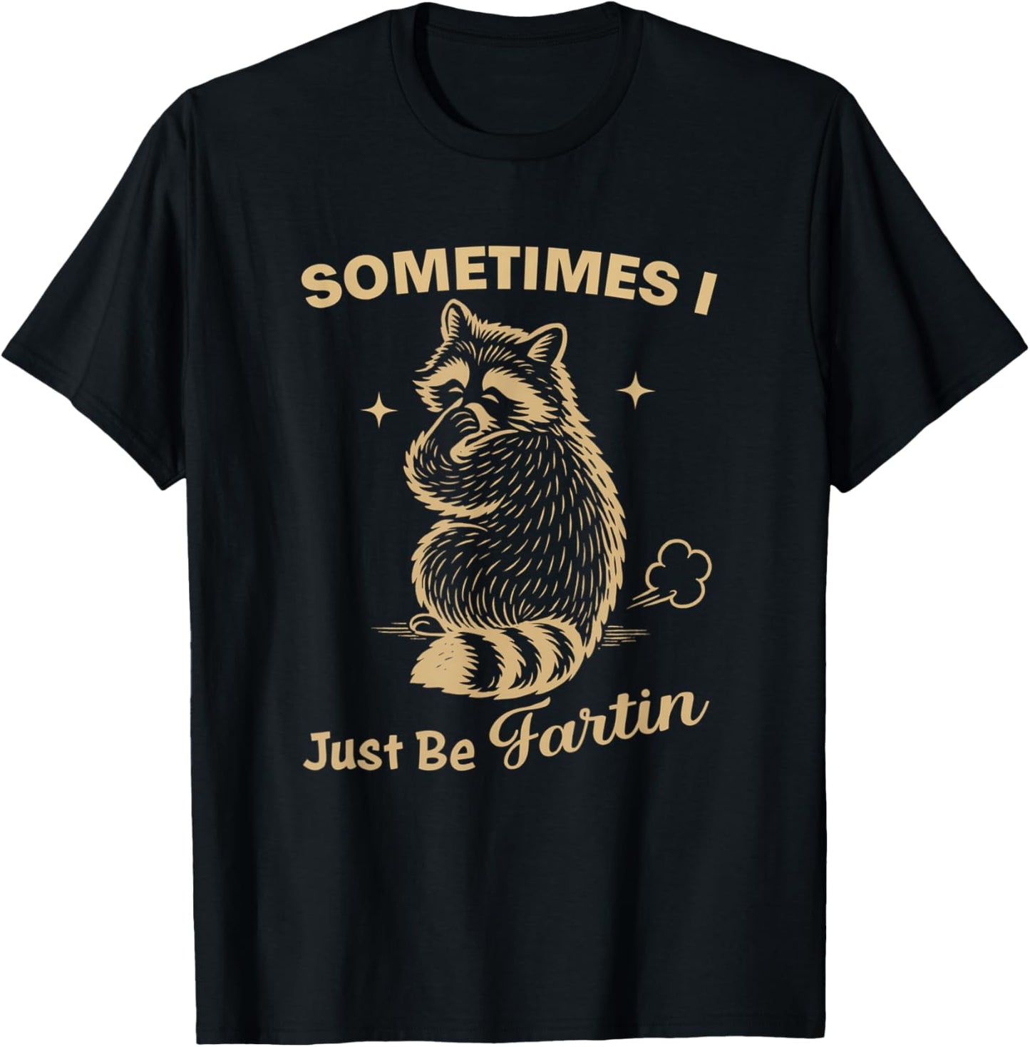 Sometimes I Just Be Farting Funny Vintage Raccoon Graphic T-Shirt - T-Shirt | Black