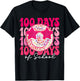 Retro Smile Face Pink Groovy Happy 100 Days of School Girls T-Shirt - T-Shirt | Black
