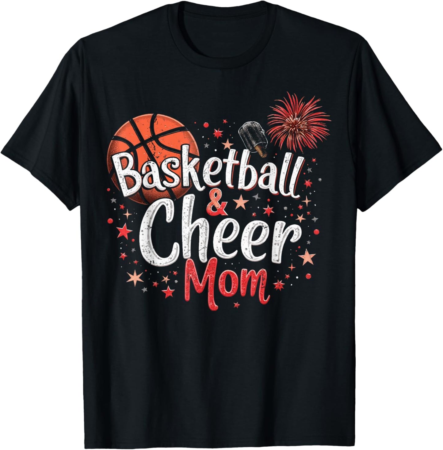 Basketball And Cheer Mom Basketball Cheer Mother T-Shirt - T-Shirt | Black