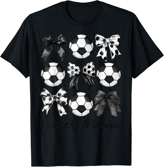 Soccer Mama Shirt Coquette Bow Soccer Mom T-Shirt - T-Shirt | Black