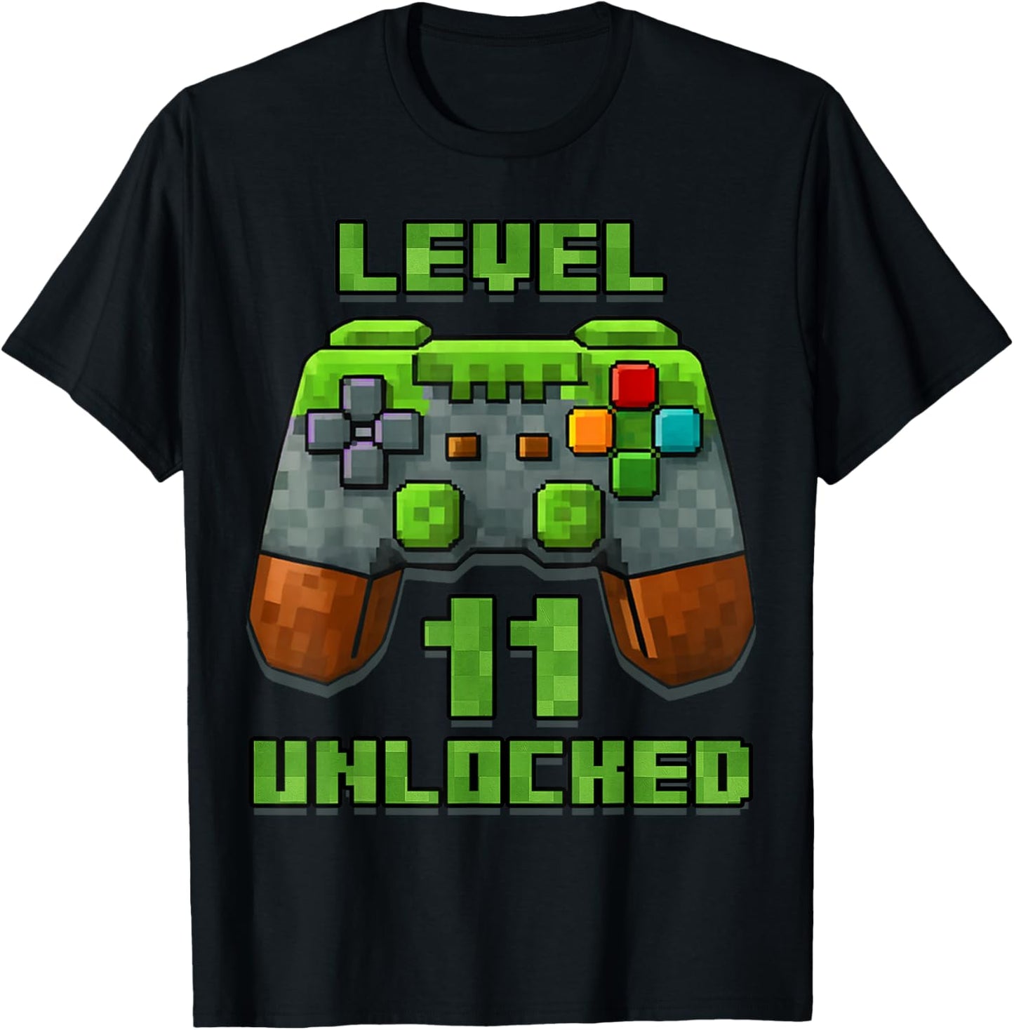 11th Birthday 11 Years Old Birthday Boy Gamer Pixel Number T-Shirt - T-Shirt | Black