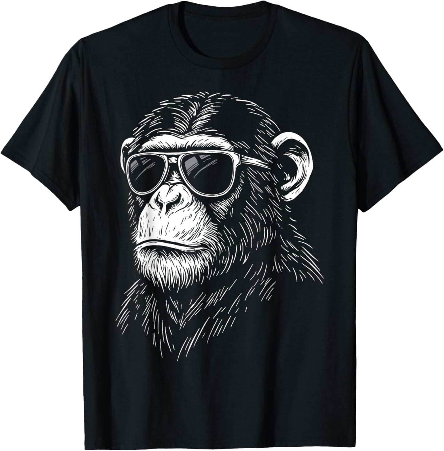 Chimpanzee Sunglasses Chimp Primate Wildlife T-Shirt - T-Shirt | Black