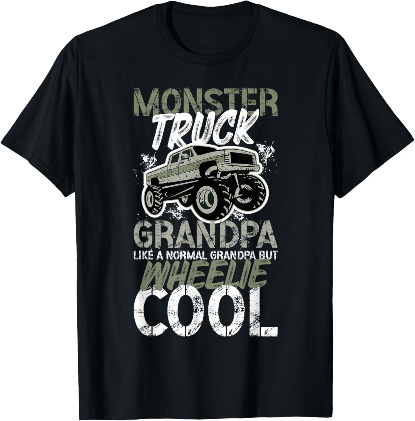Monster Truck Grandpa Wheelie Cool Monster Truck Grandfather T-Shirt - T-Shirt | Black