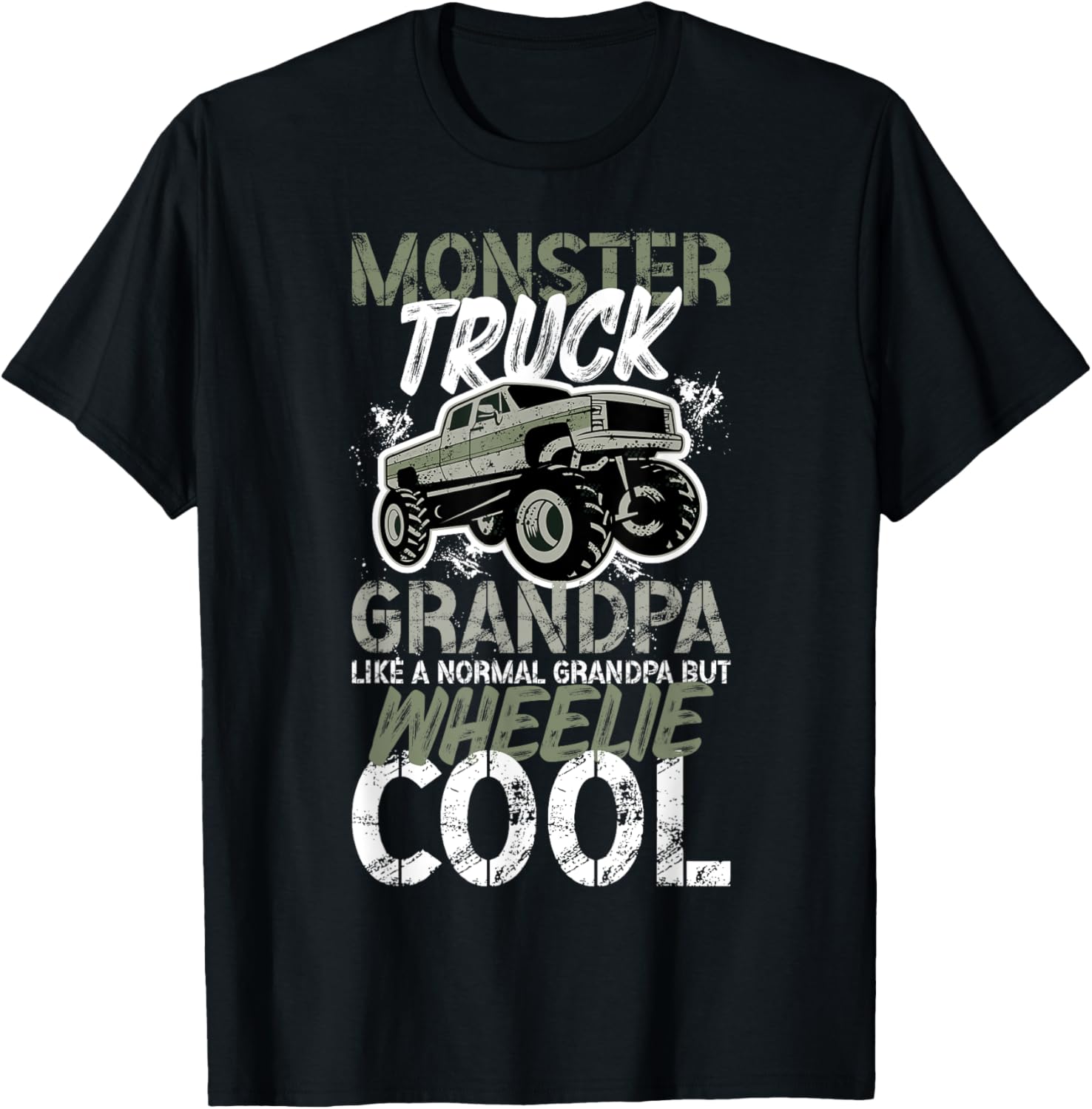 Monster Truck Grandpa Wheelie Cool Monster Truck Grandfather T-Shirt - T-Shirt | Black
