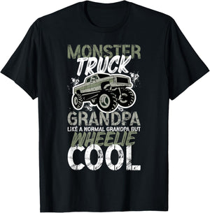 Monster Truck Grandpa Wheelie Cool Monster Truck Grandfather T-Shirt - T-Shirt | Black