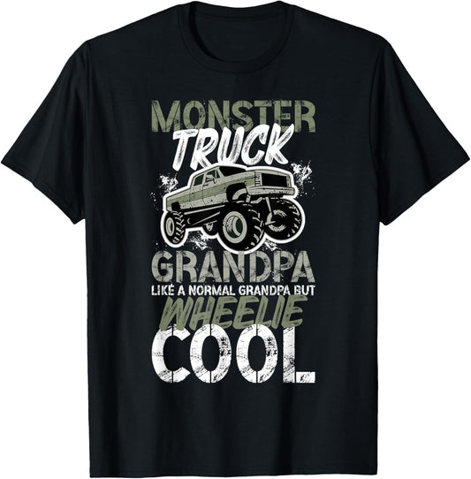 Monster Truck Grandpa Wheelie Cool Monster Truck Grandfather T-Shirt - T-Shirt | Black