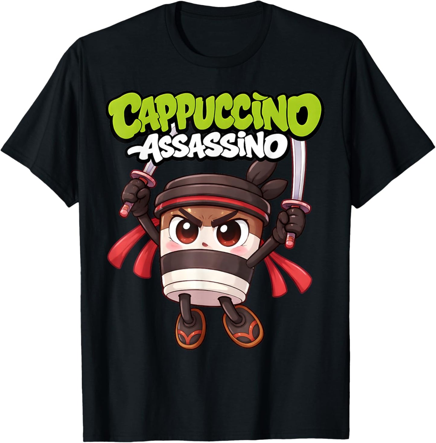 Cappuccino Assassino Cute Italian Brainrot Meme Kids Boys T-Shirt - T-Shirt | Black
