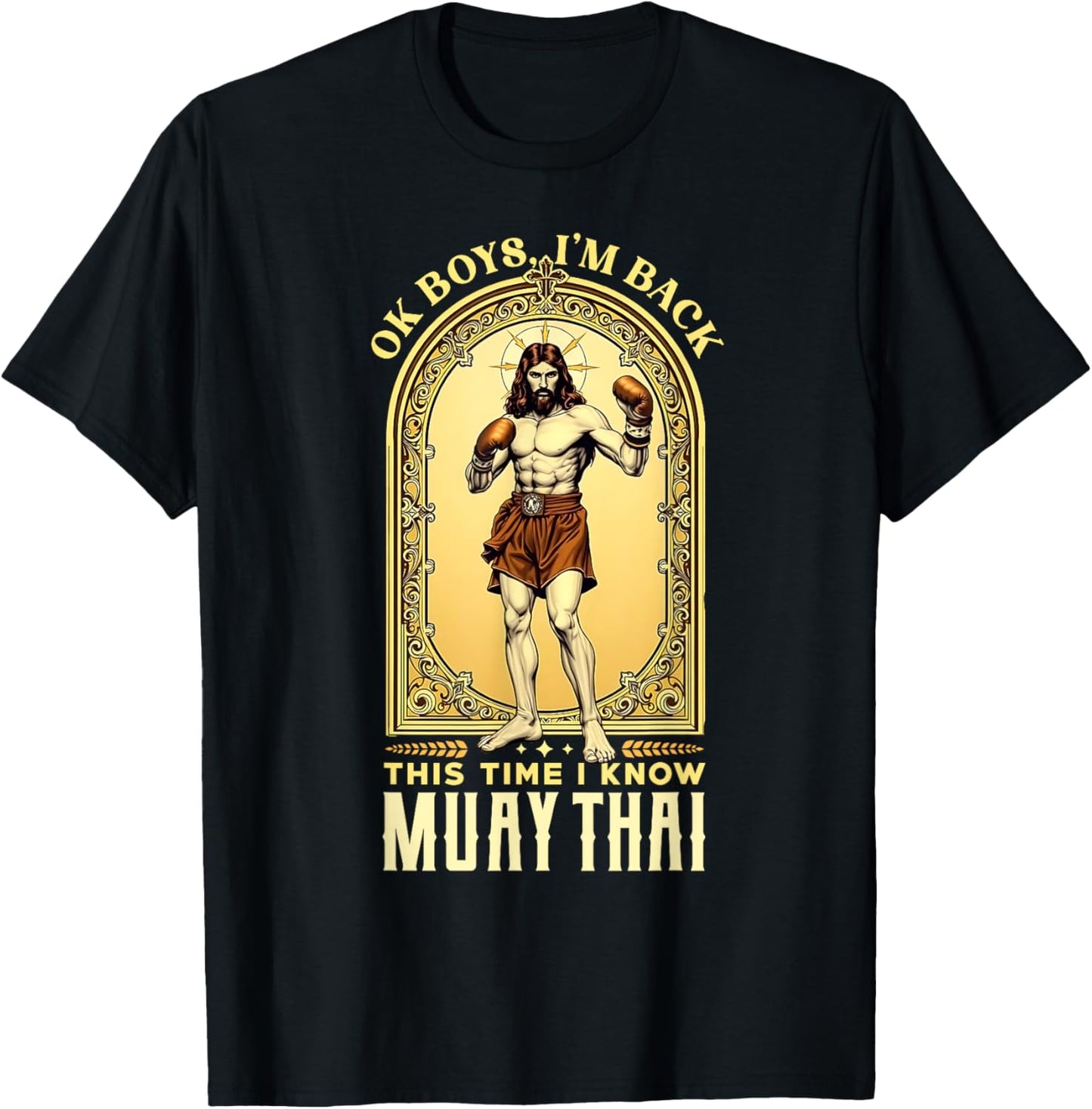 Jesus Knows Muay Thai Boxing Kickboxing MMA T-Shirt - T-Shirt | Black