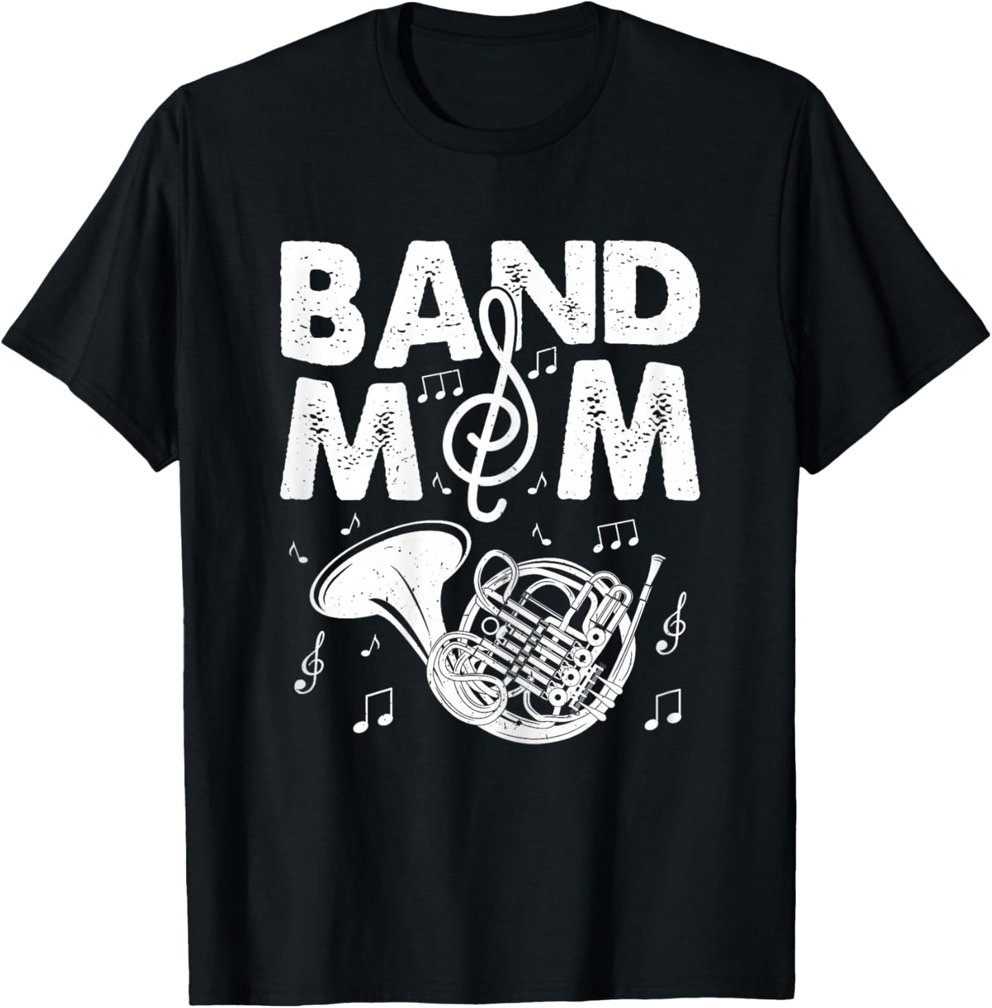 Band Mom Funny French Horn Marching Band Musician Mom Gifts T-Shirt - T-Shirt | Black