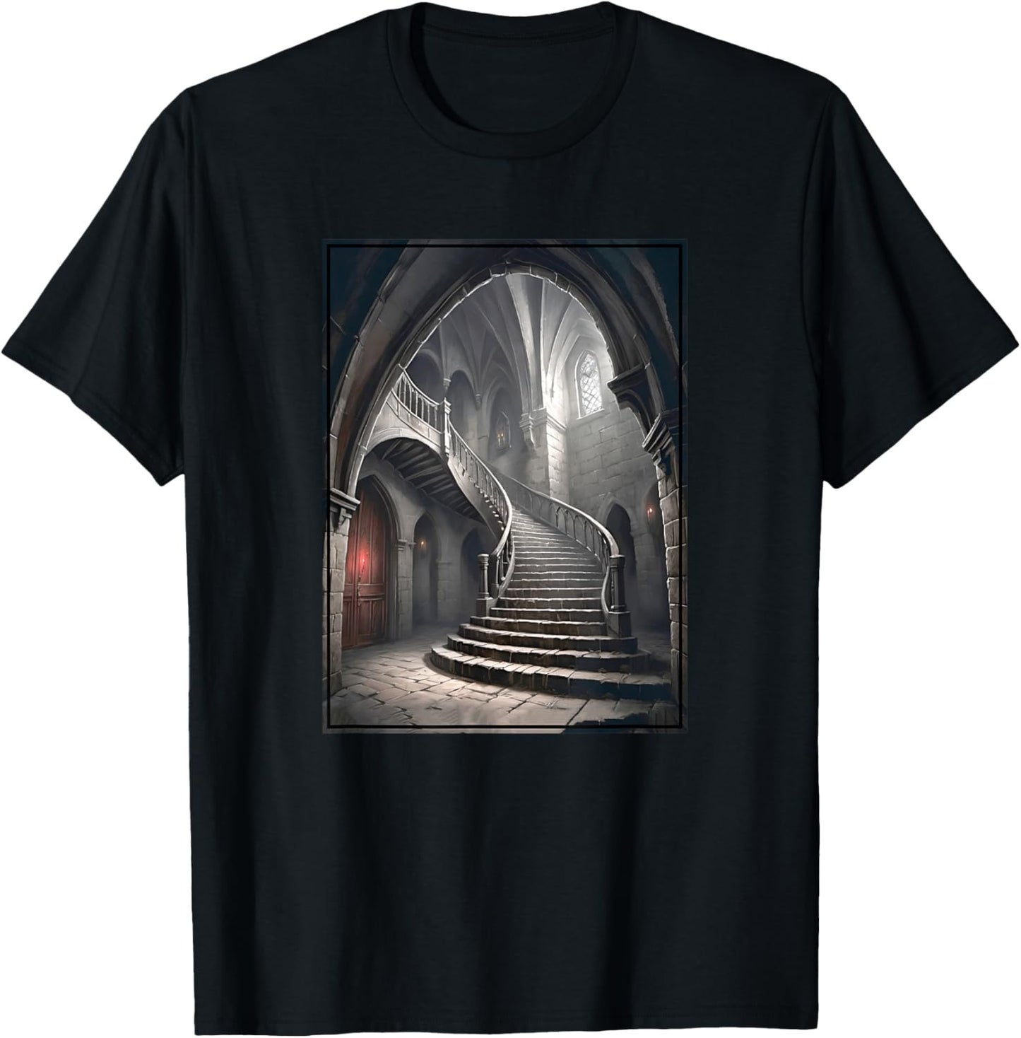Dracula's Castle Staircase and Architecture T-Shirt - T-Shirt | Black