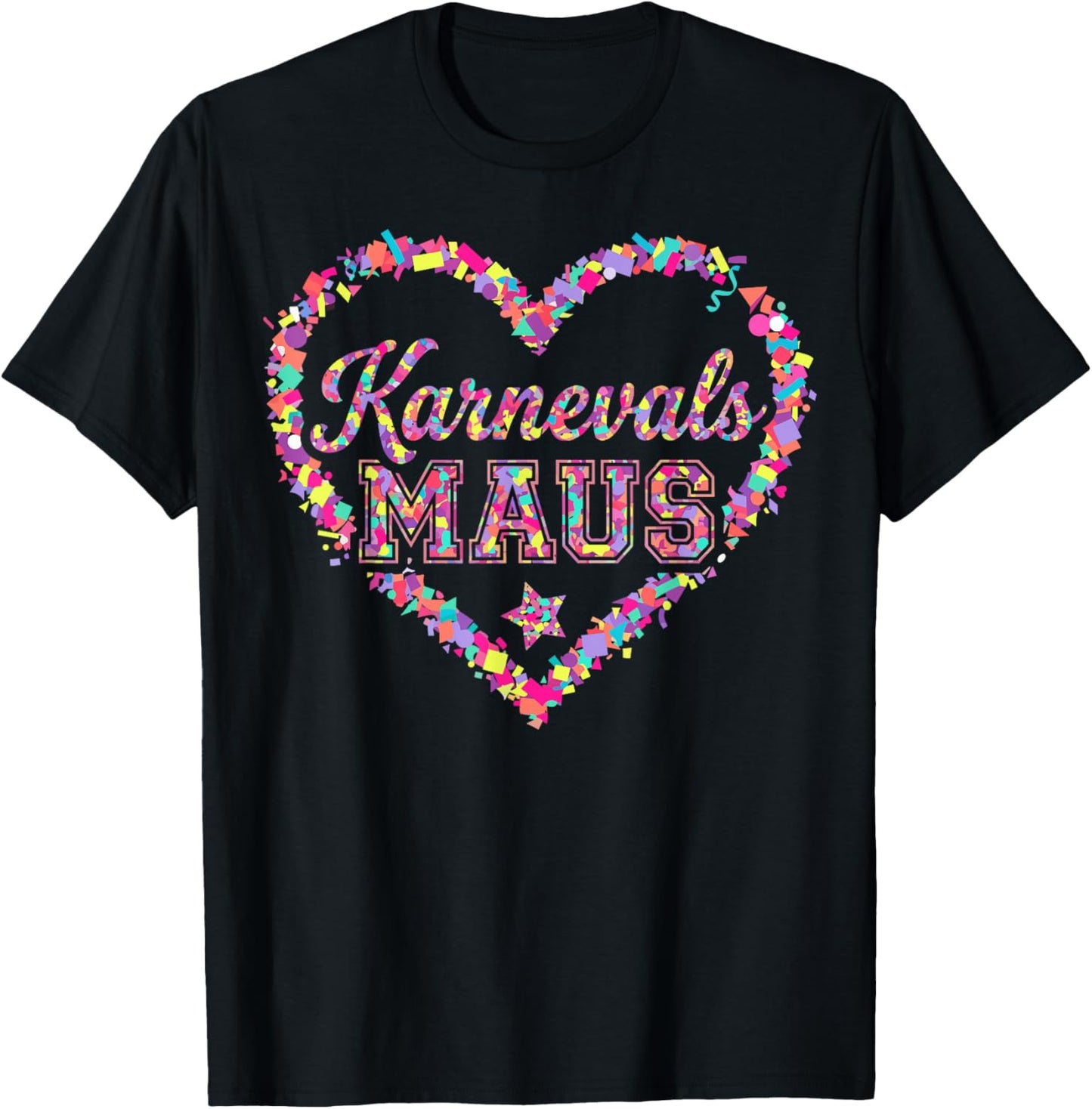 Carnival Mouse Confetti Heart Cologne Carnival Alaaf T-Shirt - T-Shirt | Black