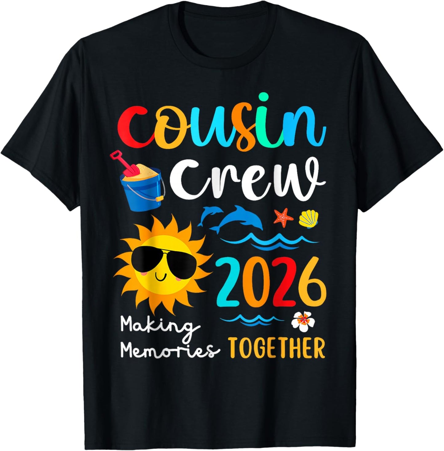 Cousin Crew 2026 Summer Vacation Beach Family Trips Matching T-Shirt - T-Shirt | Black