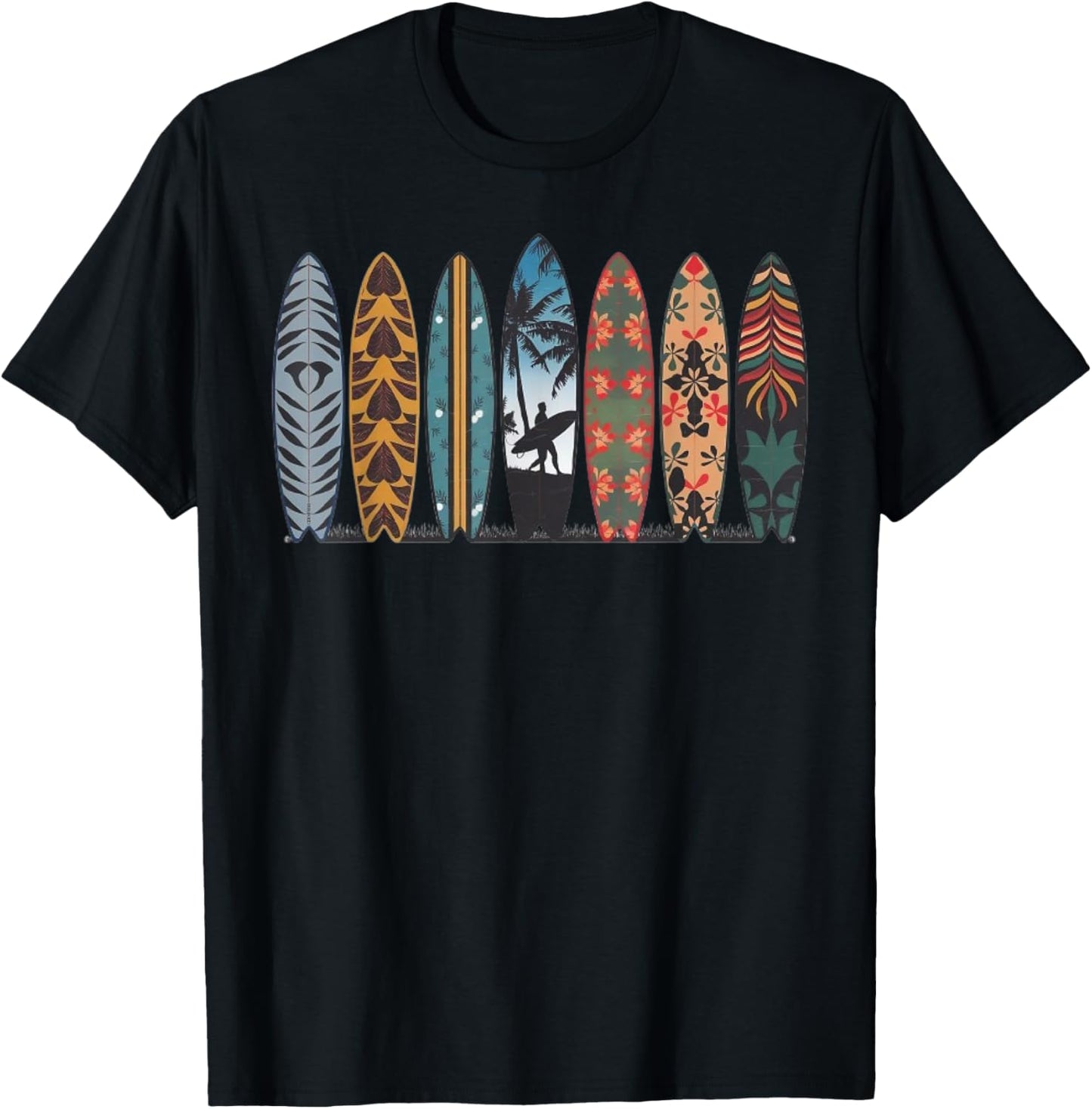 Surfboarder Hawaii Wave Surfing Surfboard Lover Beach Surfer T-Shirt - T-Shirt | Black