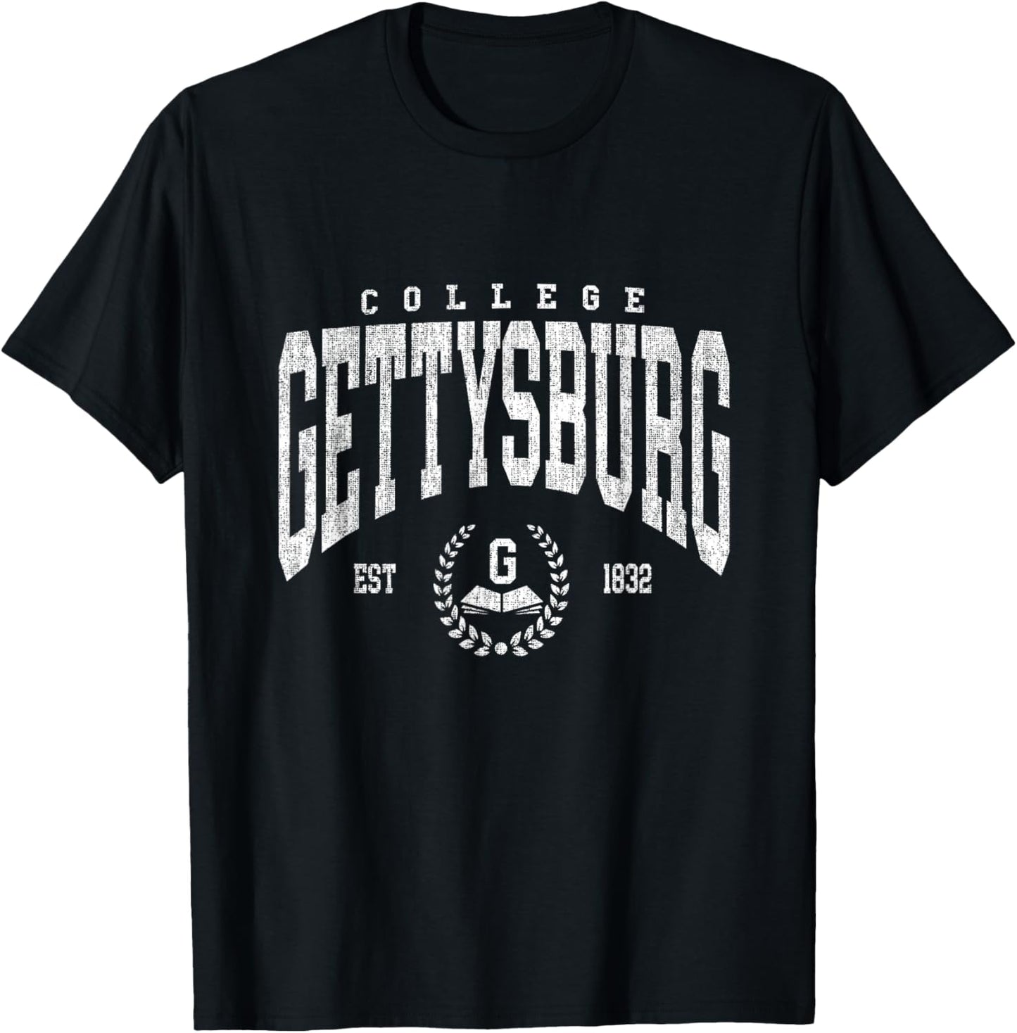 Vintage Gettysburg Athletics Arch Design Men Women T-Shirt - T-Shirt | Black