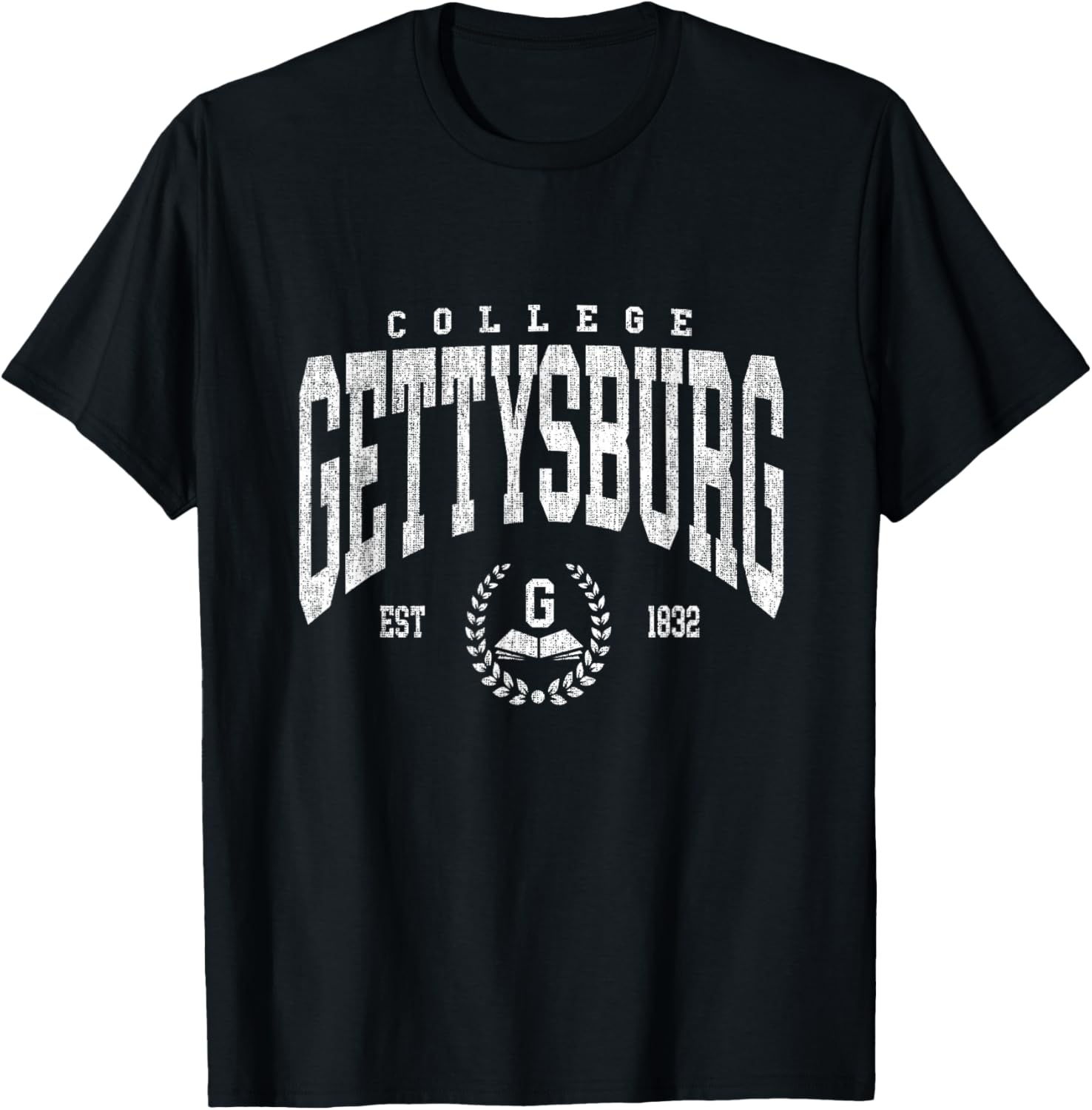Vintage Gettysburg Athletics Arch Design Men Women T-Shirt - T-Shirt | Black