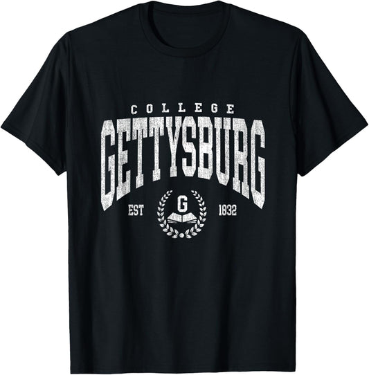 Vintage Gettysburg Athletics Arch Design Men Women T-Shirt - T-Shirt | Black