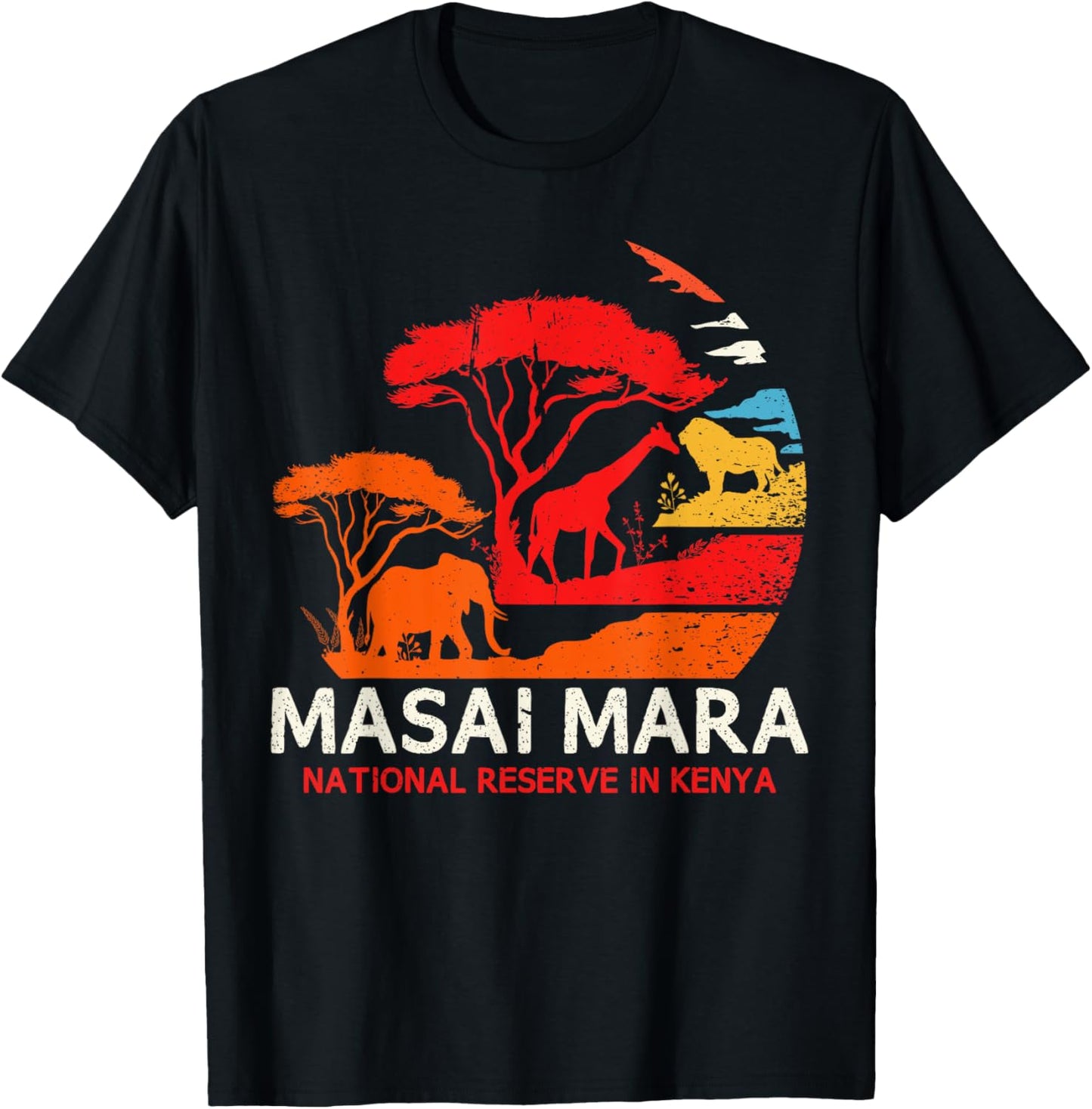Maasai Mara Africa Safari Animals Kenya Serengeti Travel T-Shirt - T-Shirt | Black
