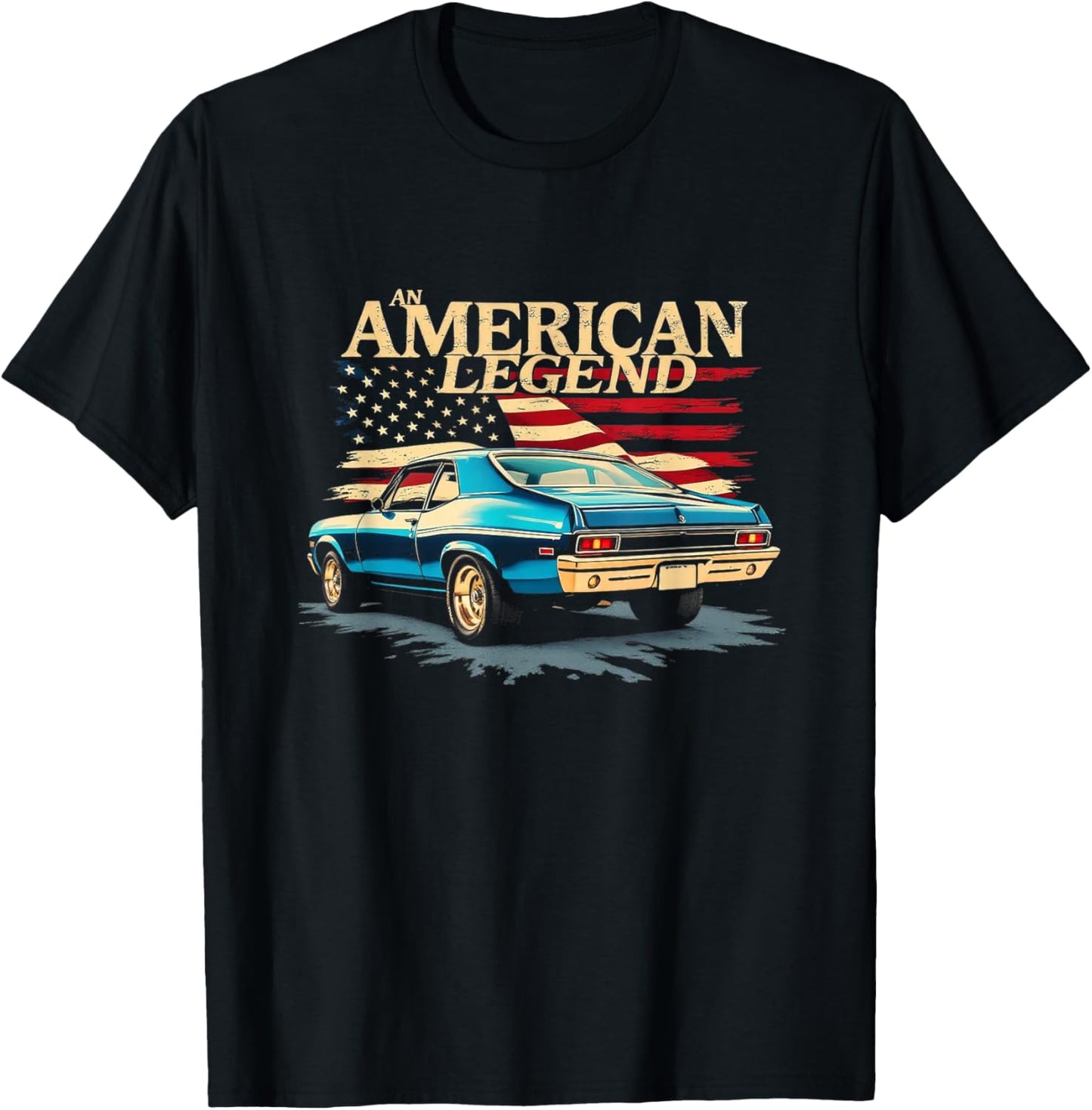 an American Legend 1970 70 Nova SS American Flag Muscle Car T-Shirt - T-Shirt | Black