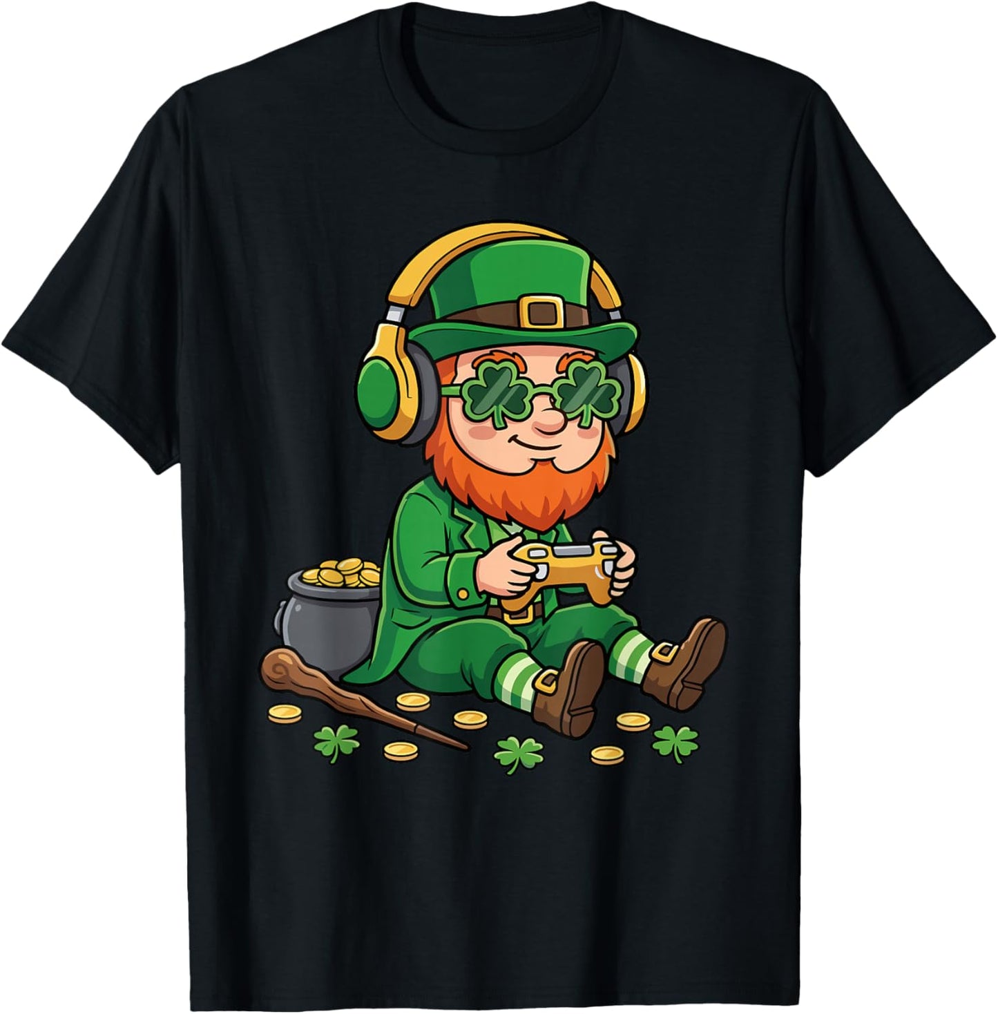 Video Games St Patrick Gamer Funny St. Patricks Day T-Shirt - T-Shirt | Black