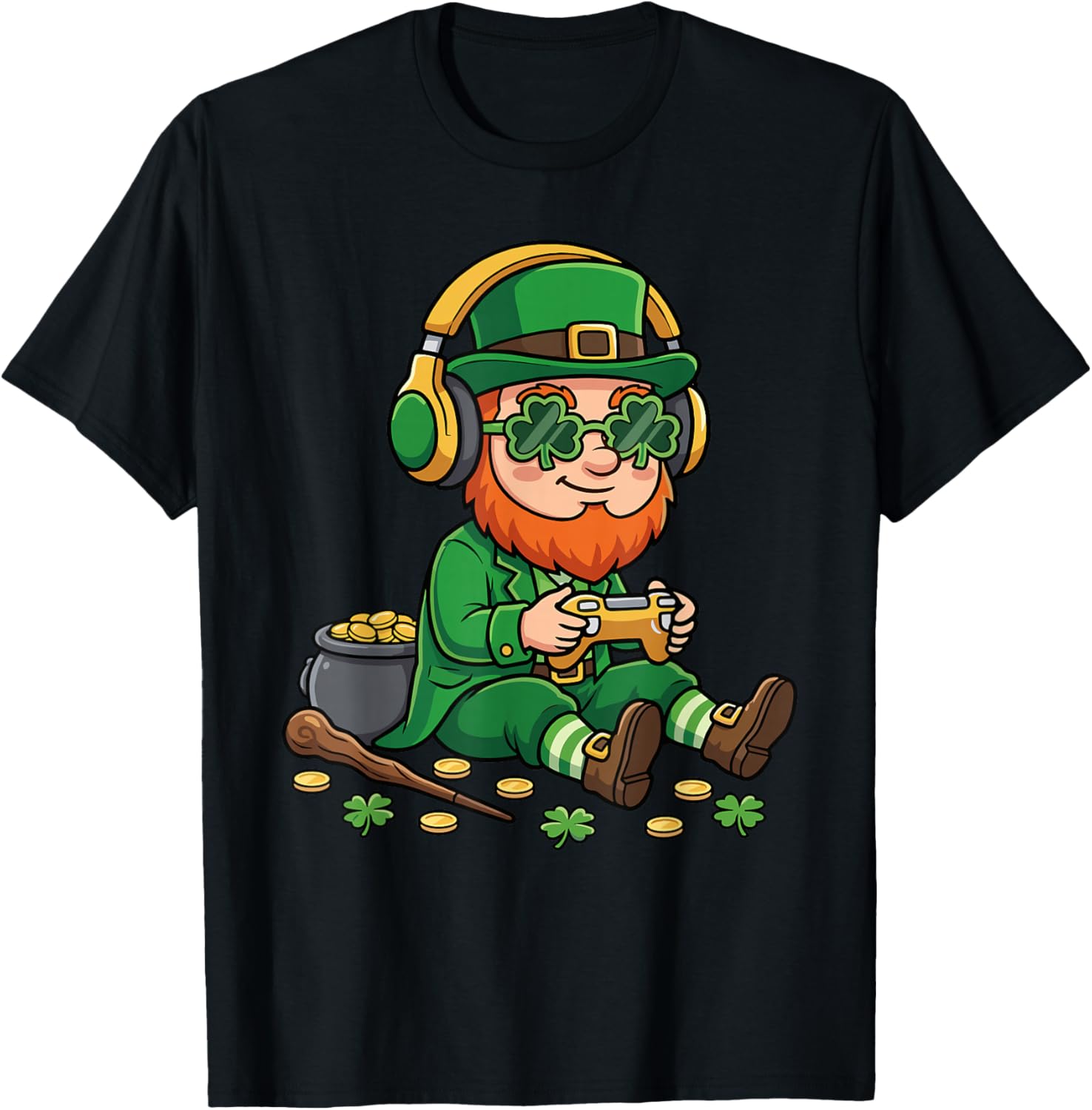 Video Games St Patrick Gamer Funny St. Patricks Day T-Shirt - T-Shirt | Black