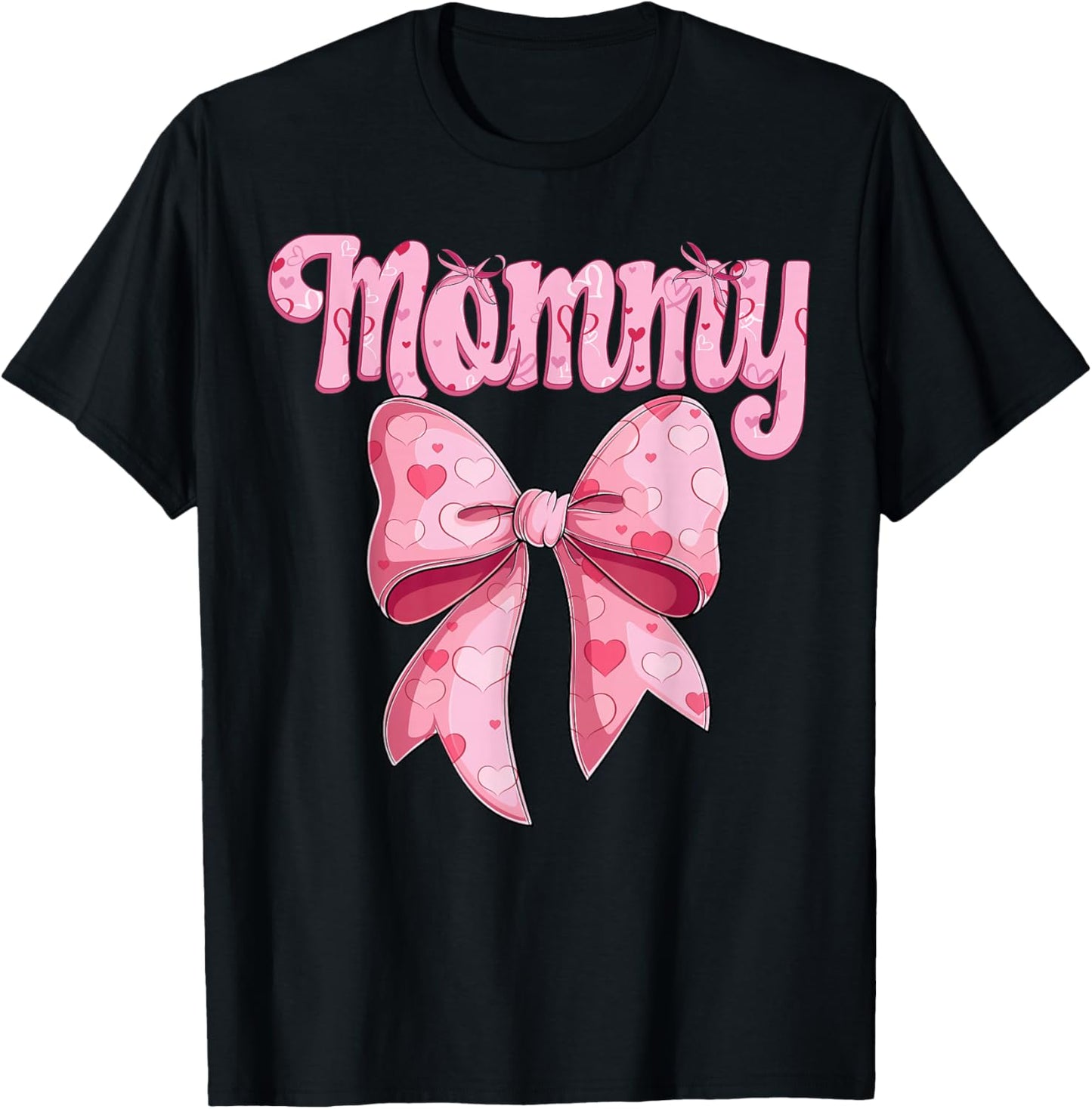 mother's day coquette bow family matching Groovy pink Mommy T-Shirt - T-Shirt | Black