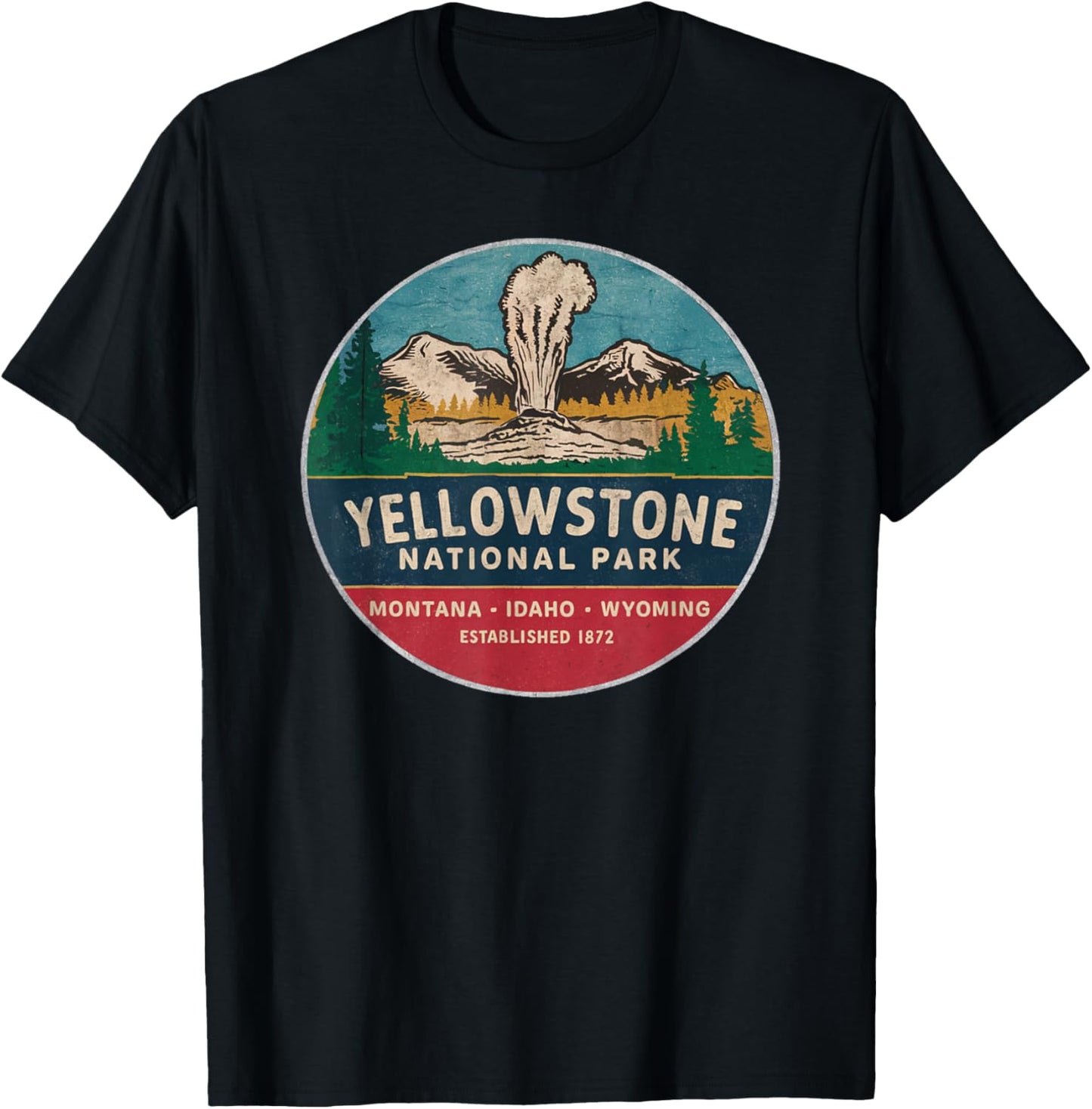 Yellowstone national park Mountain 80s Outdoor Souvenir T-Shirt - T-Shirt | Black