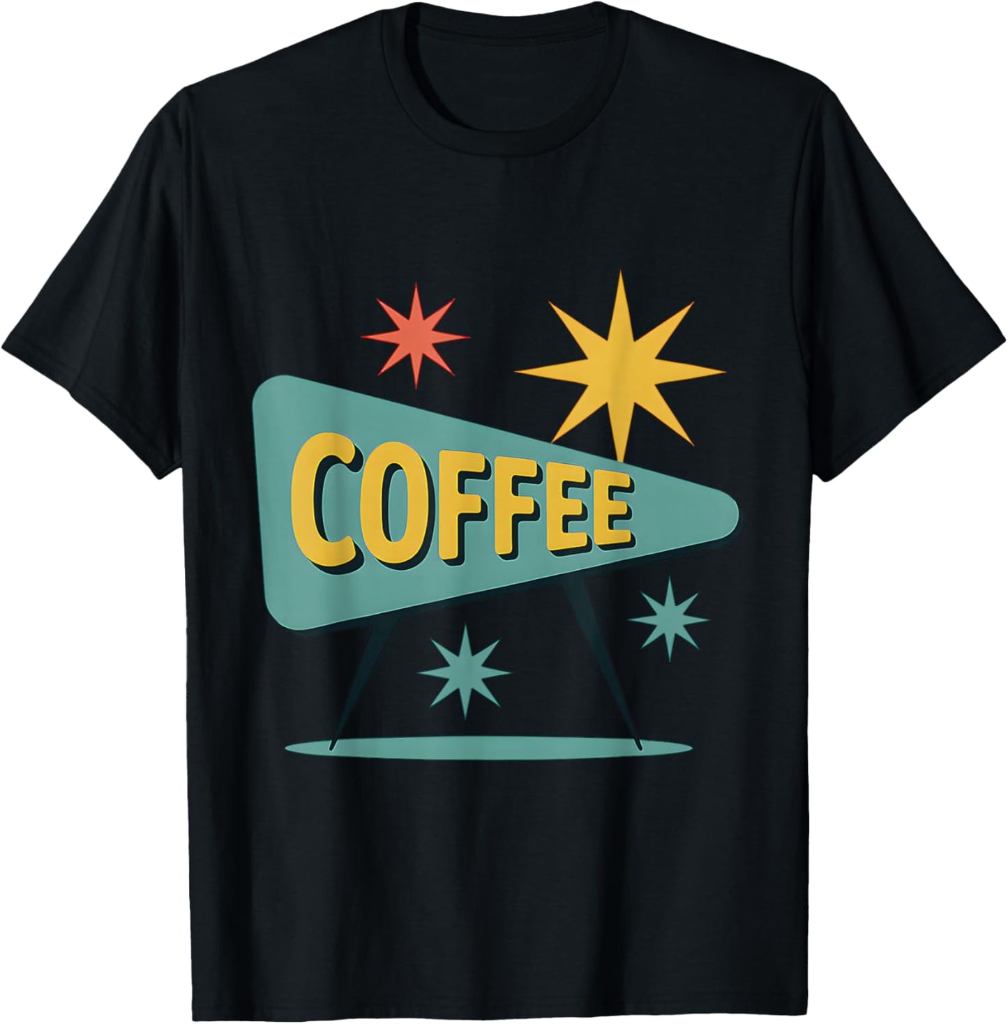 Mid Century Modern Coffee Sign Retro Style Vintage T-Shirt - T-Shirt | Black