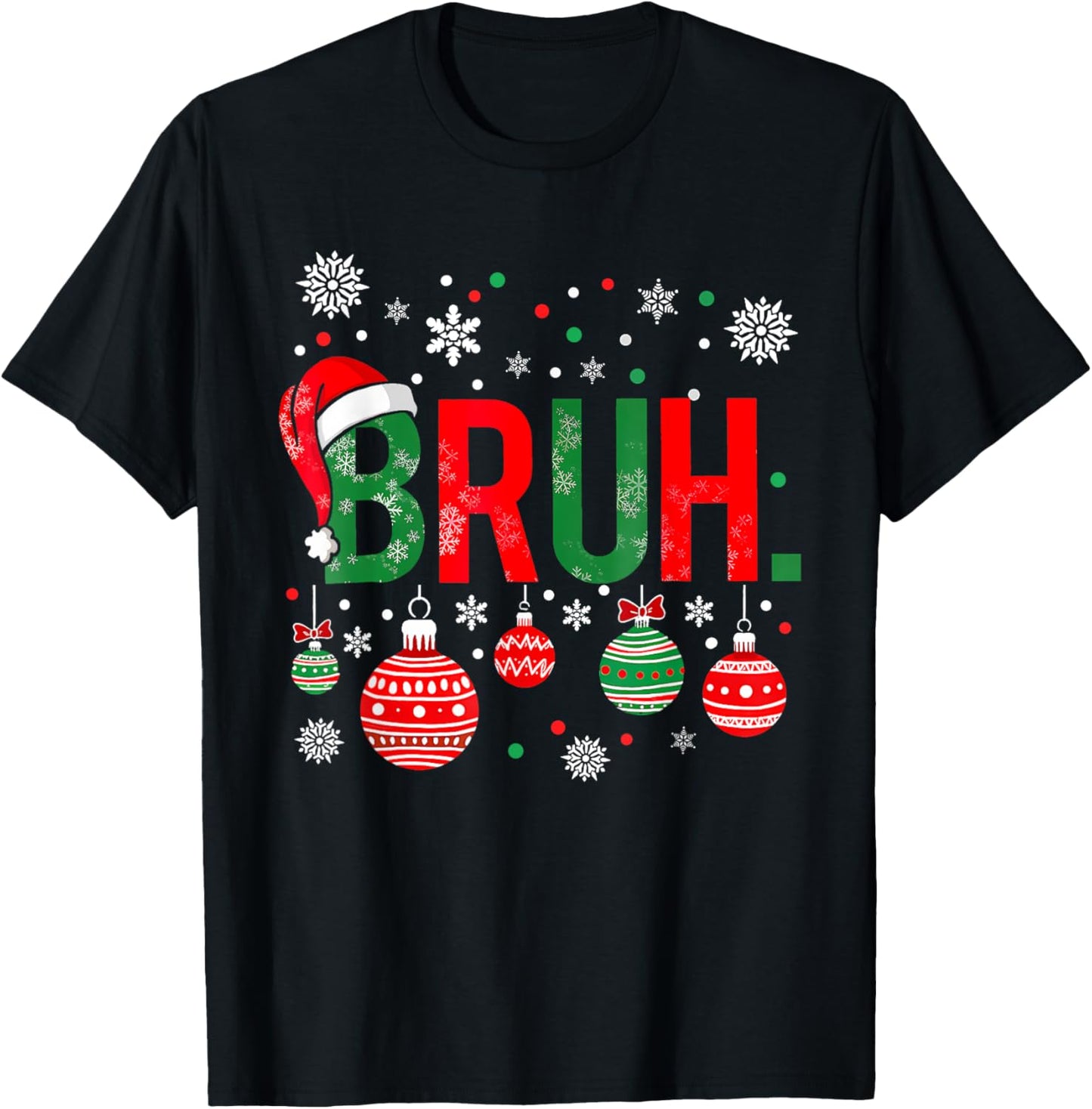 Merry Christmas Bruh Meme Funny Saying Bro Greeting Boys Men T-Shirt - T-Shirt | Black