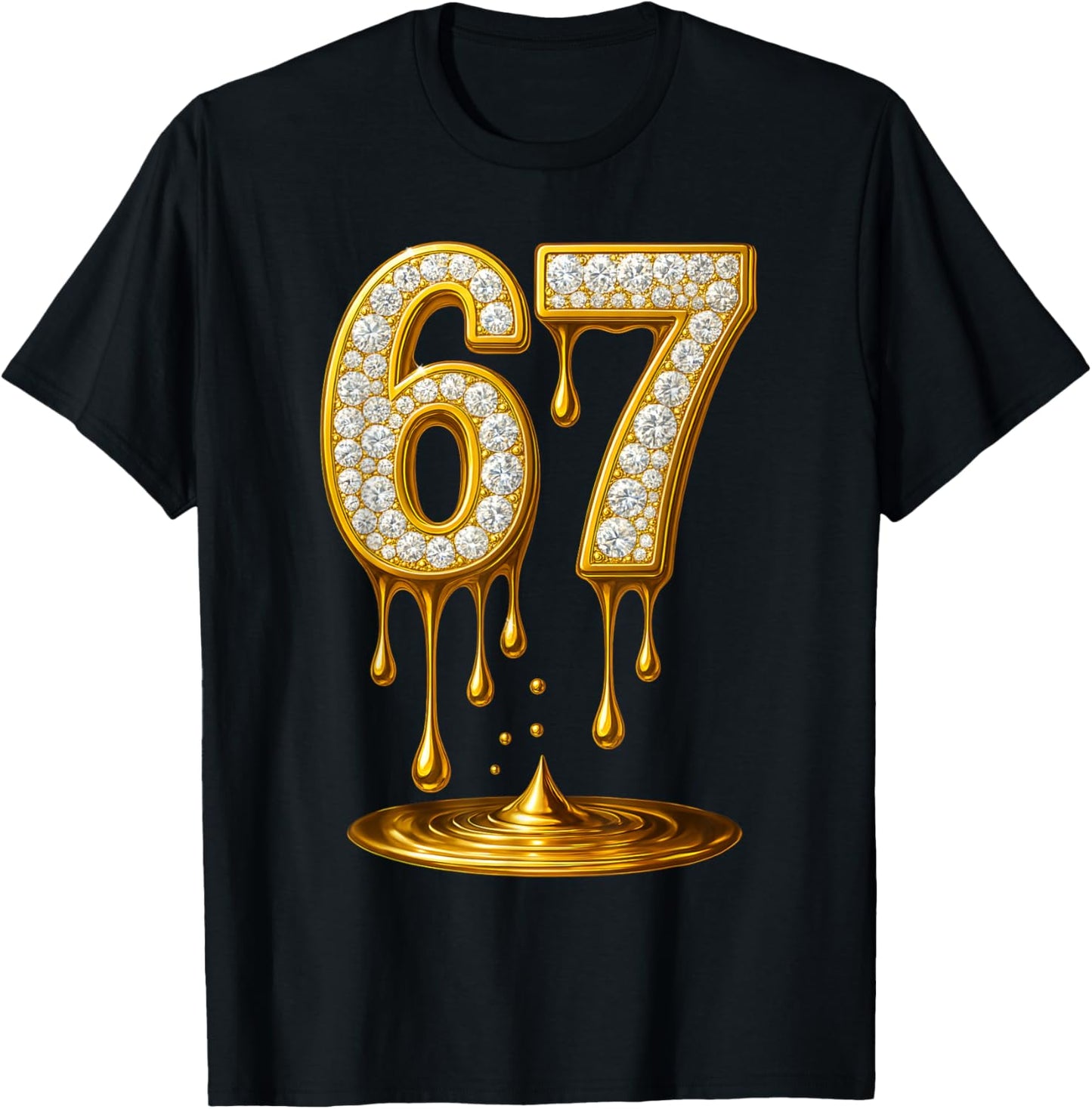 6 7 Gold Drip T-Shirt - T-Shirt | Black